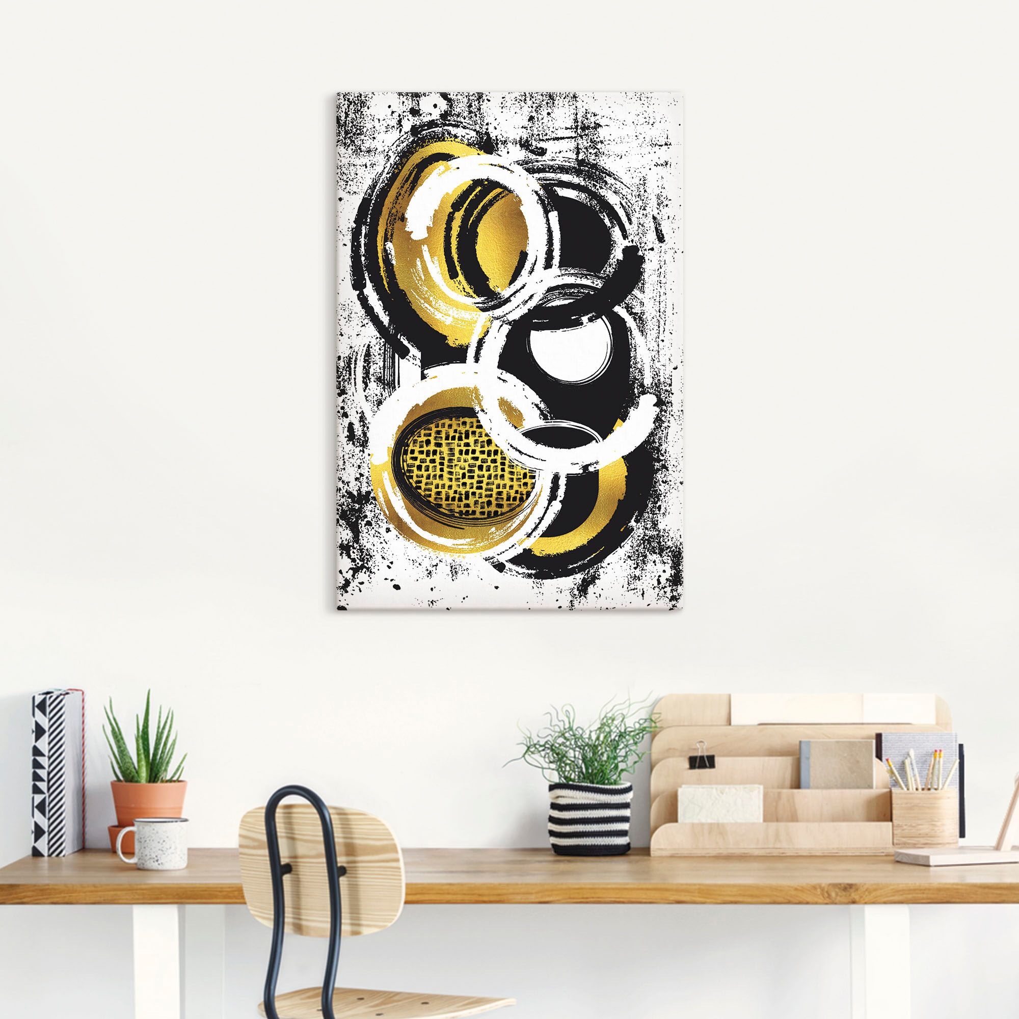 Artland Wandbild »Abstrakte Malerei Nr. 2 gold«, Muster, (1 St.), als Leinwandbild, Poster, Wandaufkleber in verschied. Größen