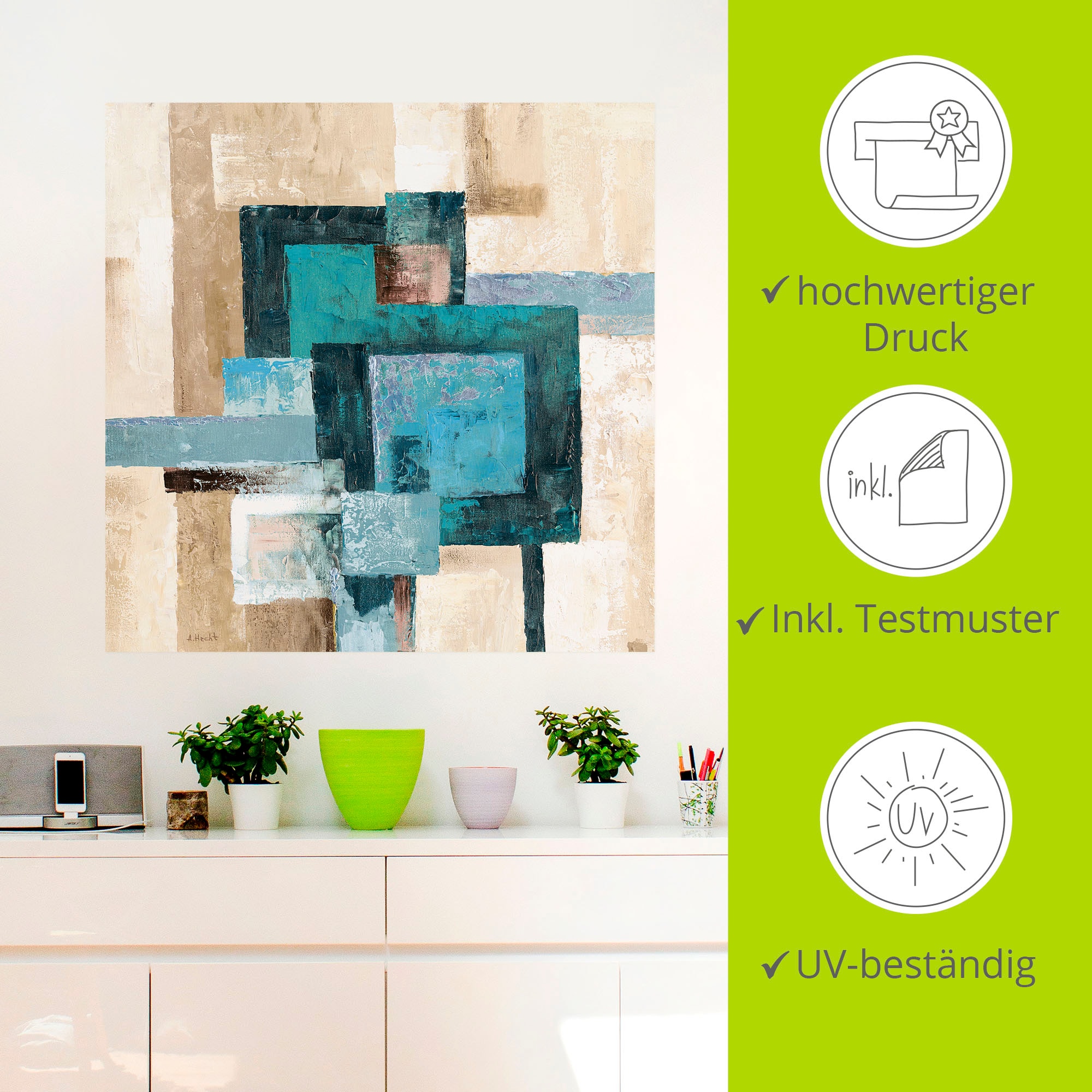 Artland Wandbild »Abstrakte Karos«, Muster, (1 St.), als Leinwandbild, Poster, Wandaufkleber in verschied. Größen