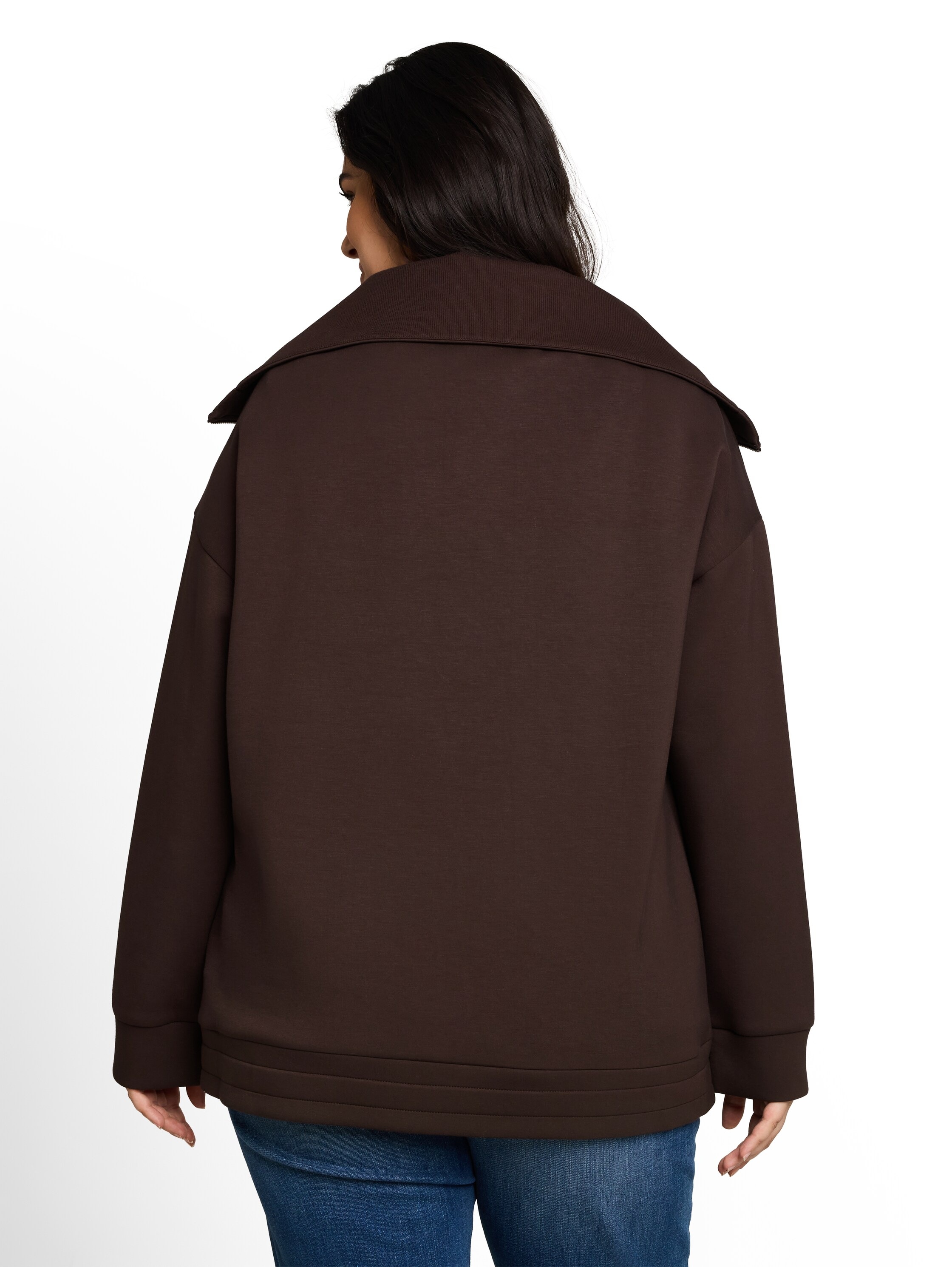 TOM TAILOR PLUS Sweatshirt , mit Troyerkragen und Bindeband am Saum / Stretch / Große Größen

