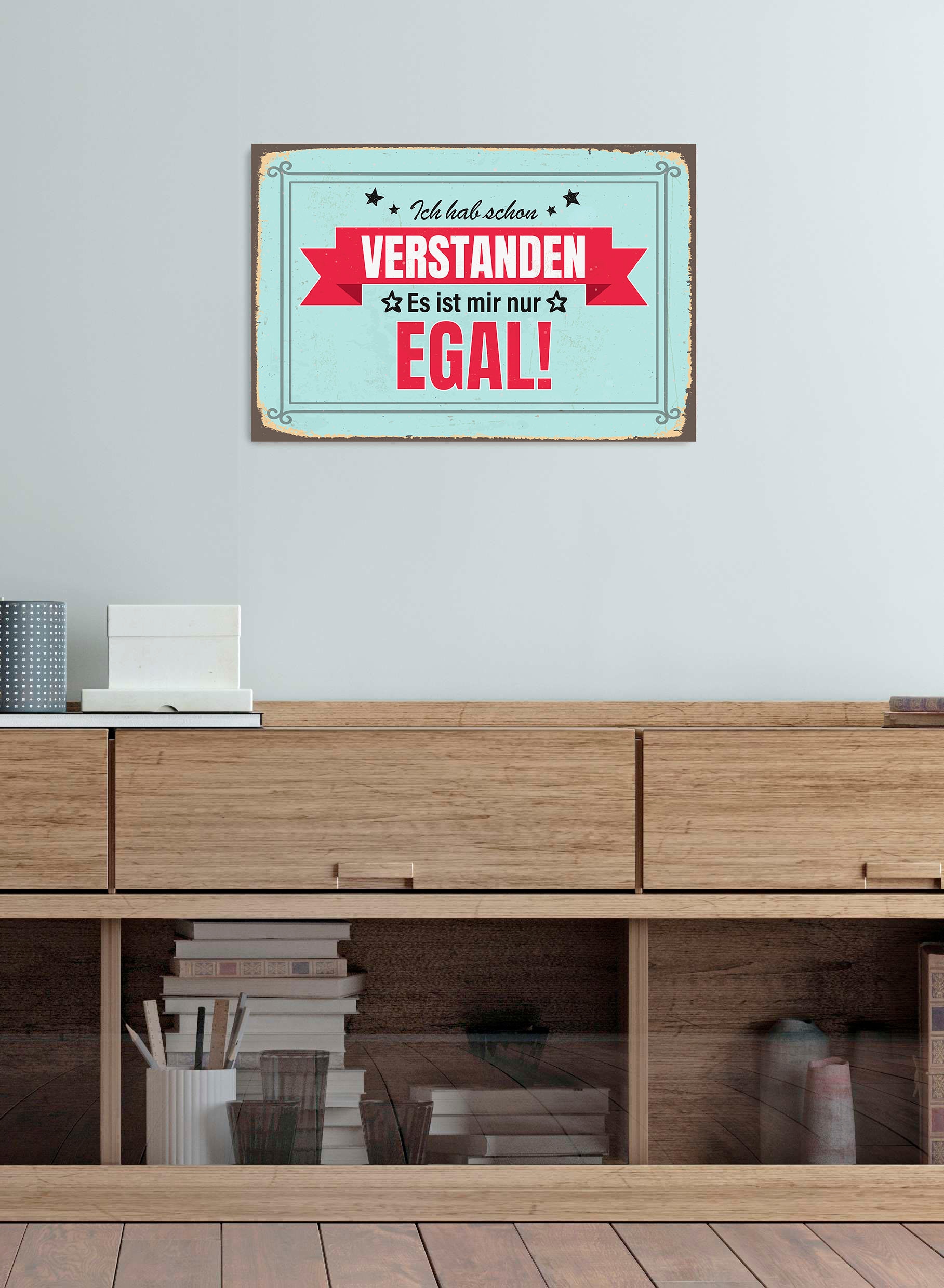queence Metallbild "Egal", Schriftzüge-Schriftzug, (1 St.), Stahlschilder günstig online kaufen