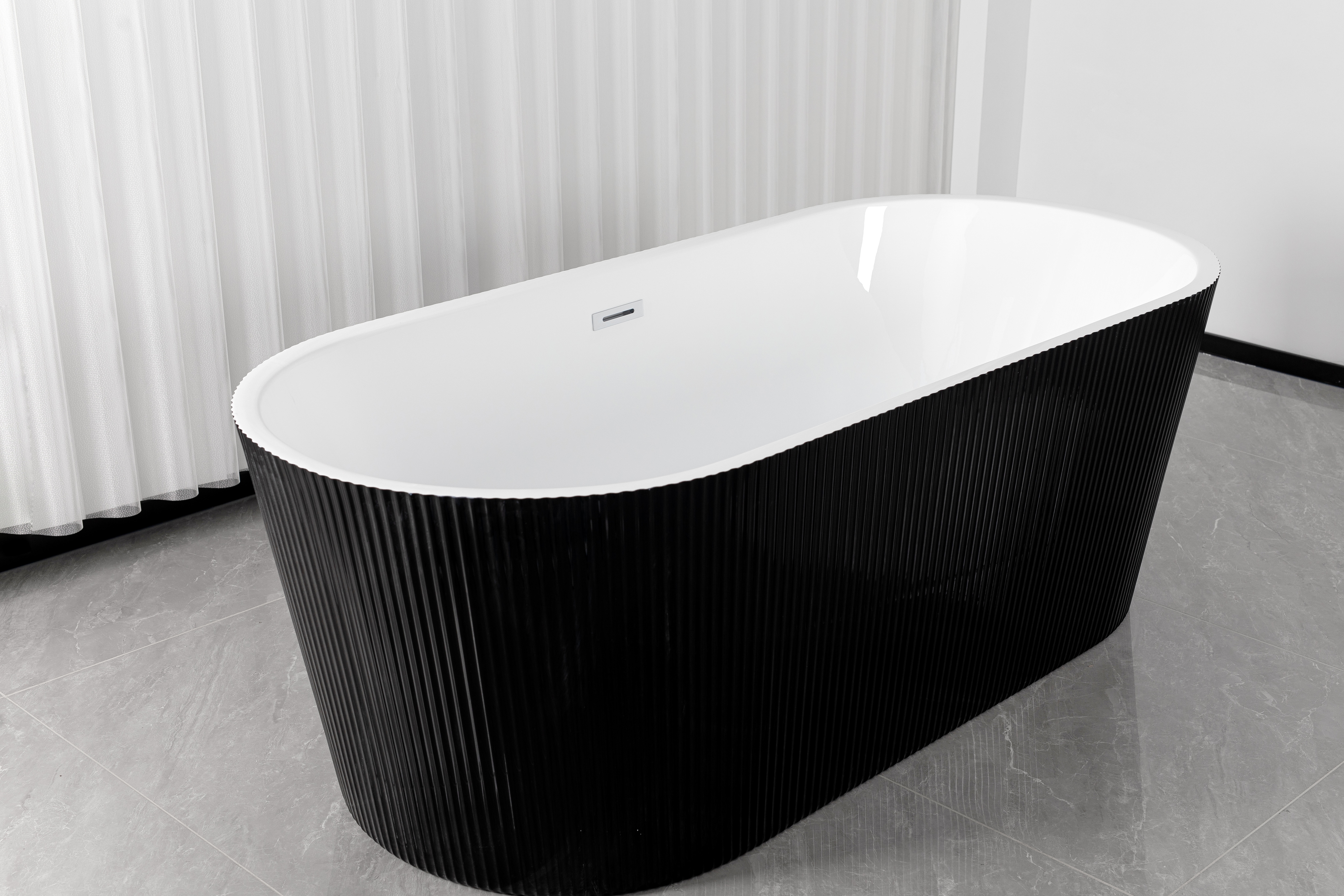 Badewanne SANOTECHNIK, B:75cm H:58cm L:170cm, schwarz, Acryl, Badewannen, "RENO", 170x75x58cm, aus Acryl