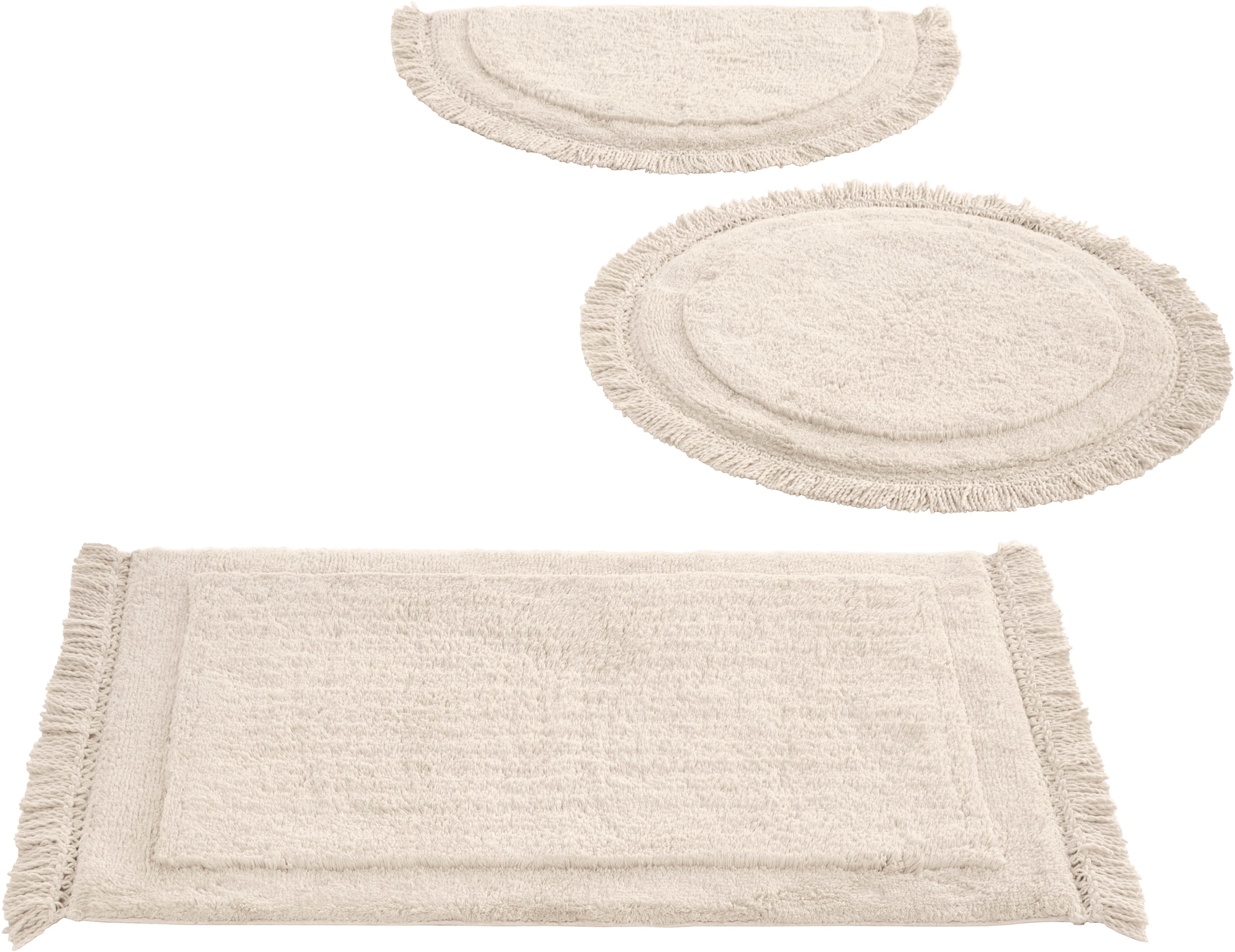 LeGer Home by Lena Gercke Badematte »Tamsin, Badvorleger, Badezimmer Teppich« Höhe 20 mm fußbodenheizungsgeeignet | strapazierfähig mit Fransen, Badteppich, Badematte, Baumwolle