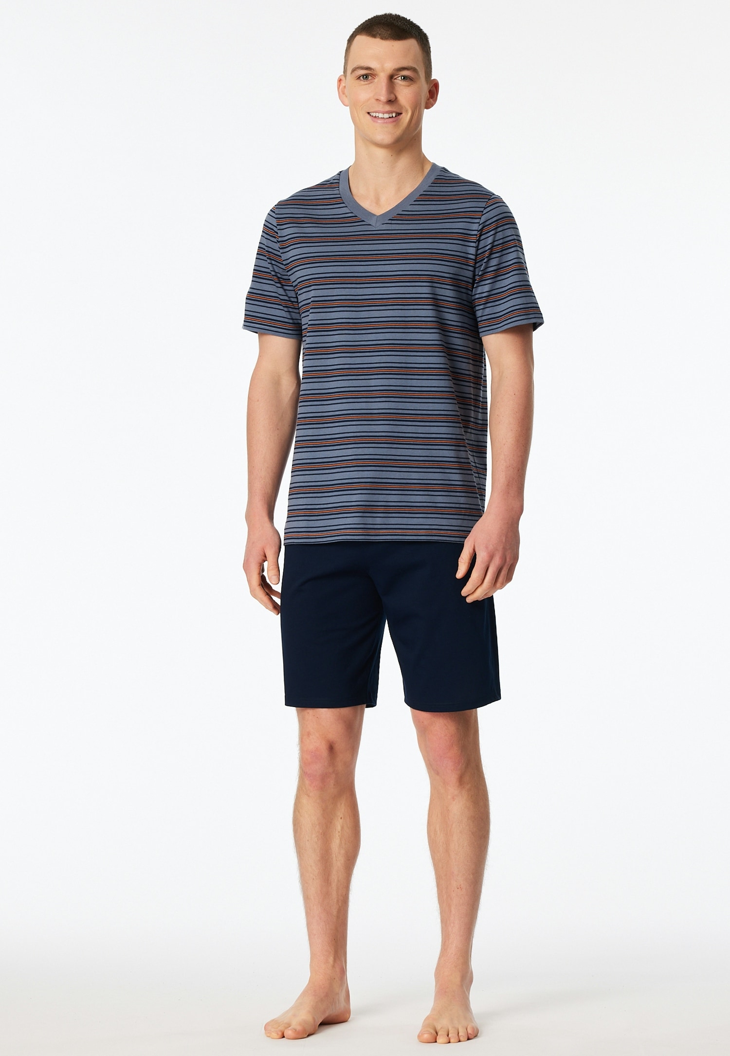 Schiesser Shorty "Casual Nightwear" 2 mit V-Ausschnitt und kurzem Arm, Ober günstig online kaufen