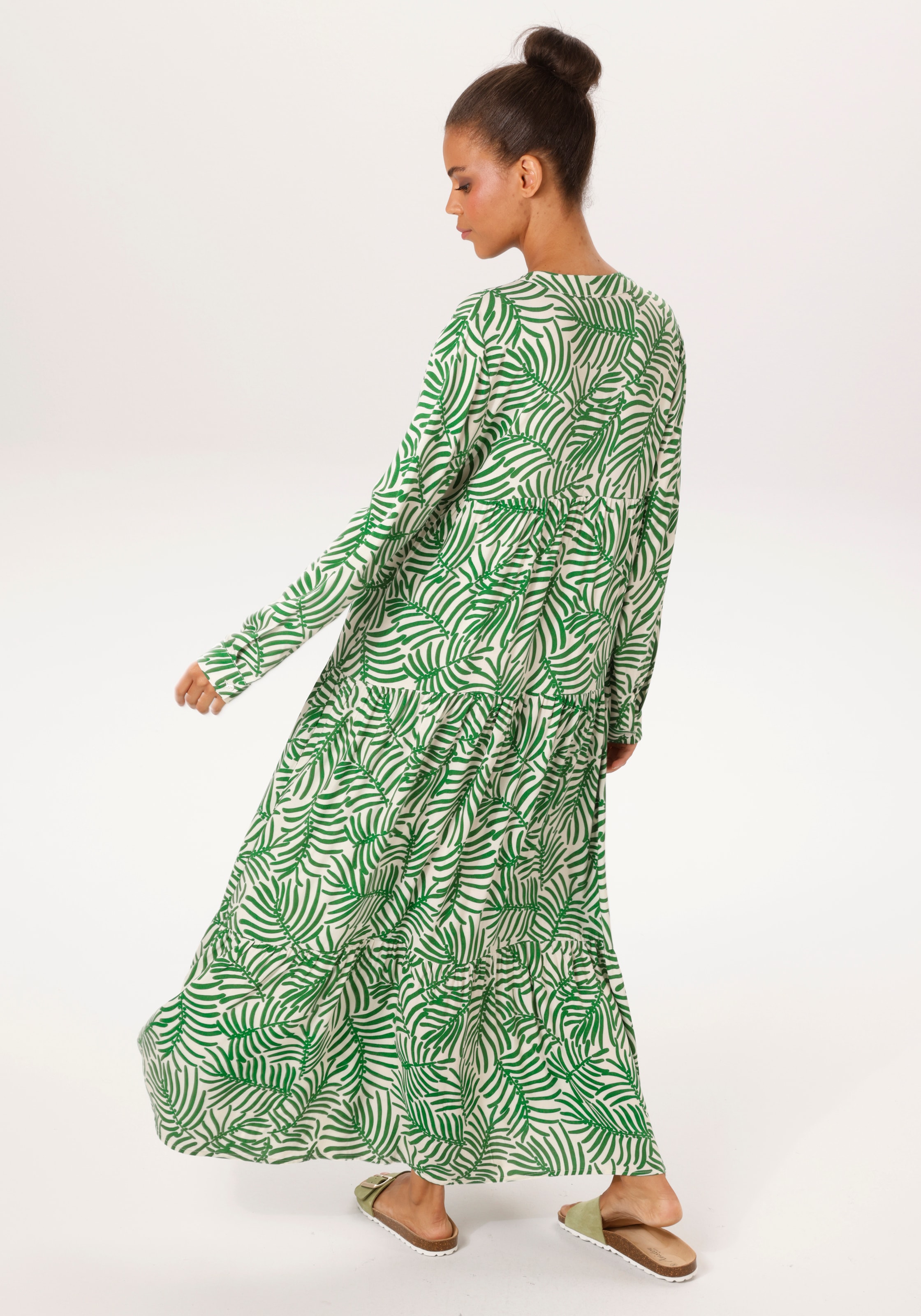 Aniston CASUAL Maxikleid mit großflächigen, grafischen Blättern bedruckt - NEUE KOLLEKTION