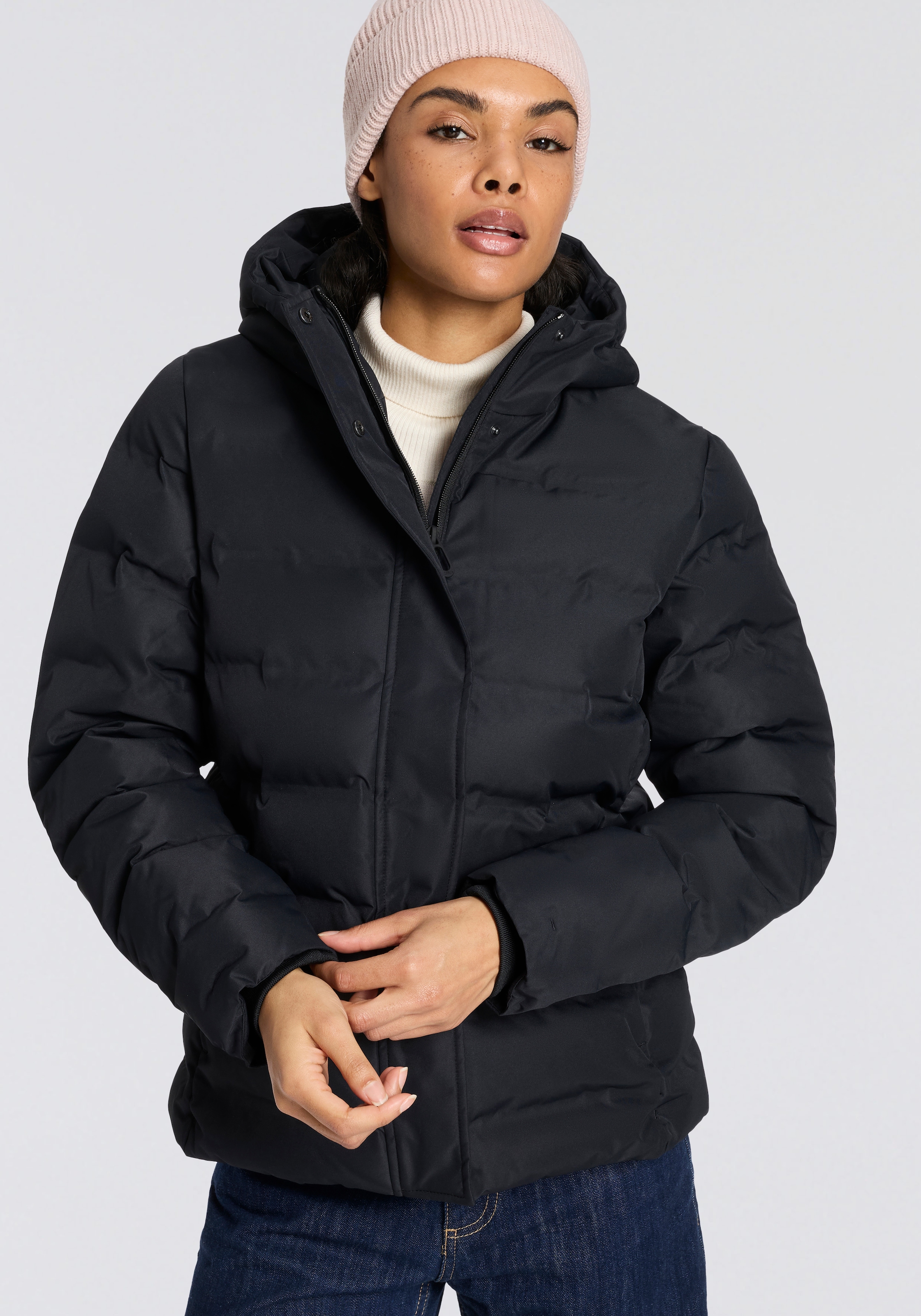 CMP Steppjacke "WOMAN JACKET FIX HOOD" mit Kapuze mit fester Kapuze, winddicht, wasserabweisende Oberfläche