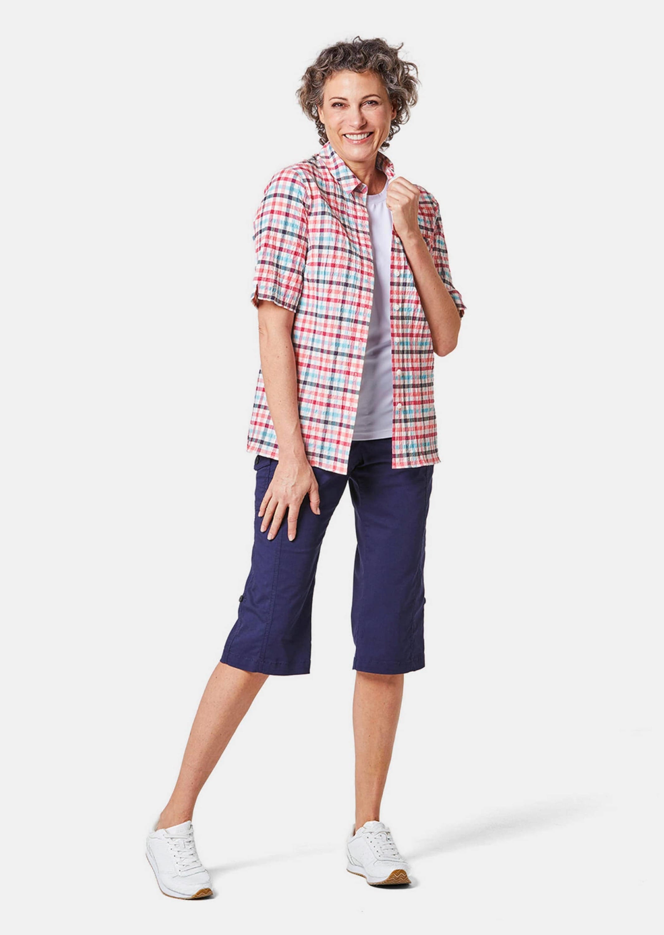 GOLDNER Kurzarmbluse »Wander-Bluse in Seersucker Qualität«