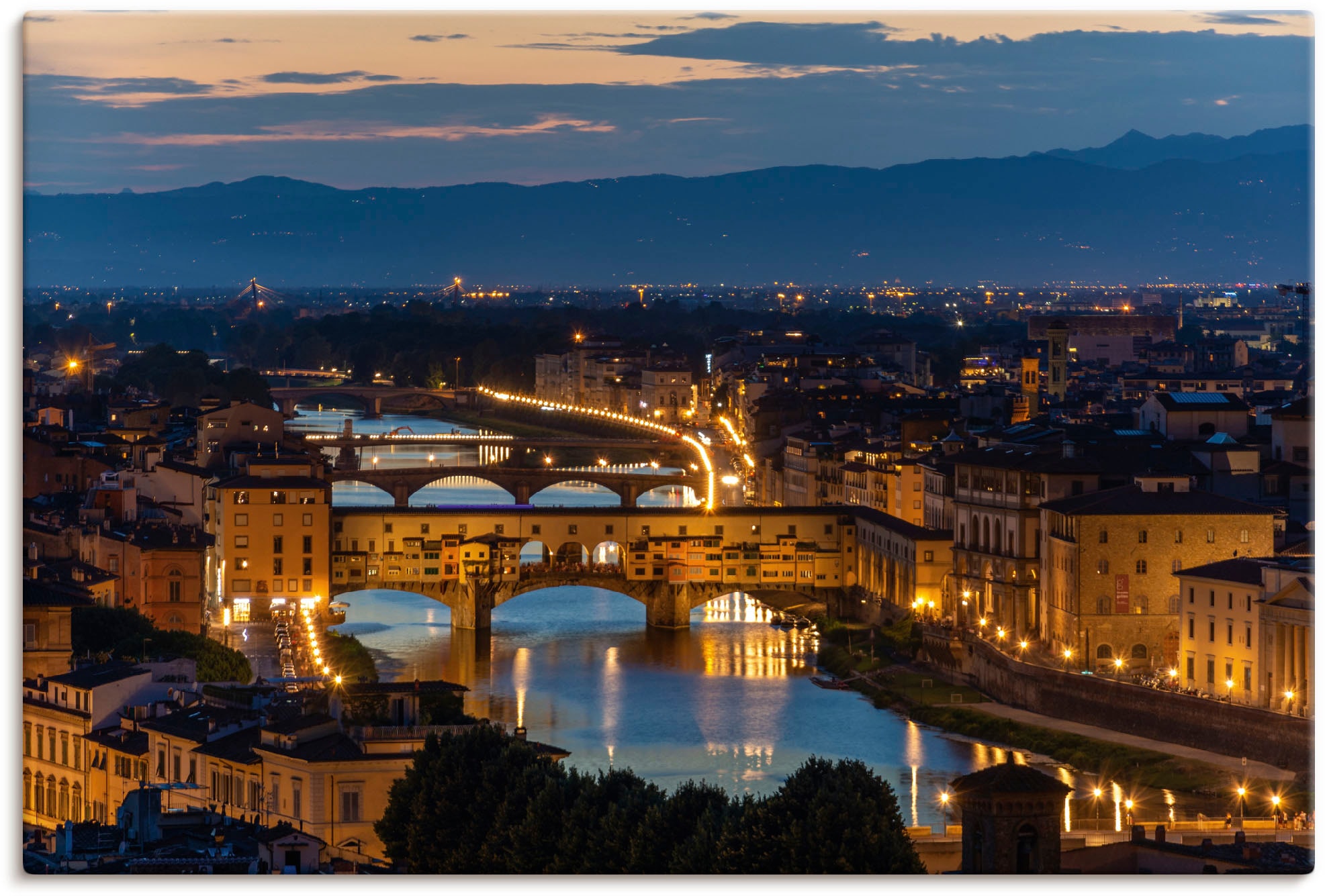 Leinwandbild, Größen Wandaufkleber Wandbild oder Florenz«, in St.), versch. Florenz, dem (1 | Black als Poster Alubild, Arno »Brücke Ponte in Friday Vecchio BAUR Artland über