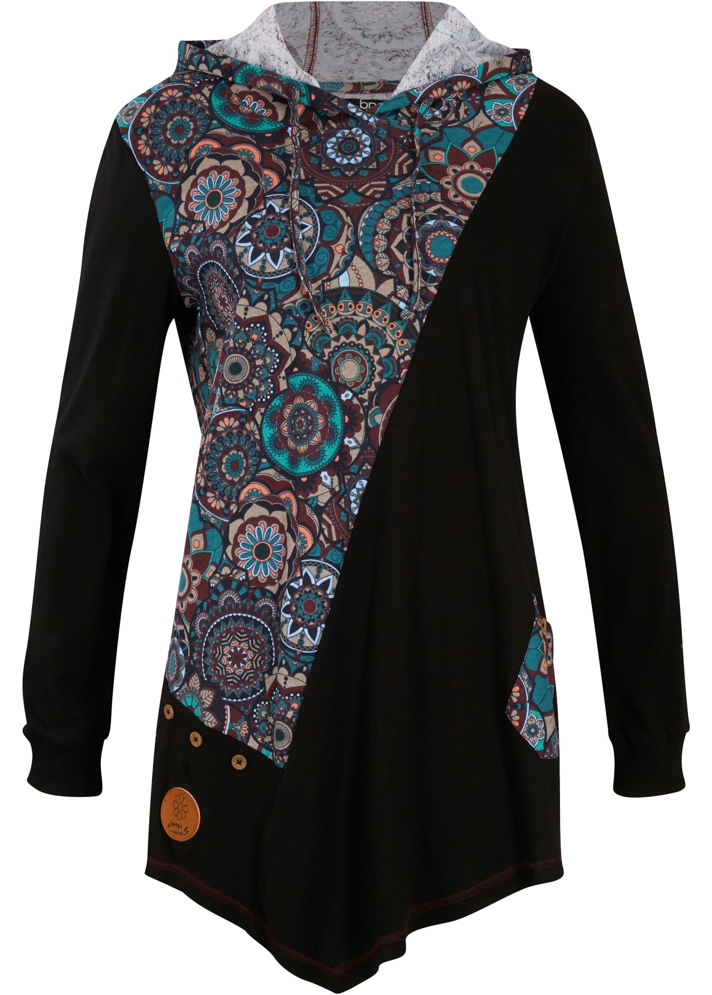 bonprix Langarmshirt aus Baumwolle, Slim Fit, mit Zipfelsaum
