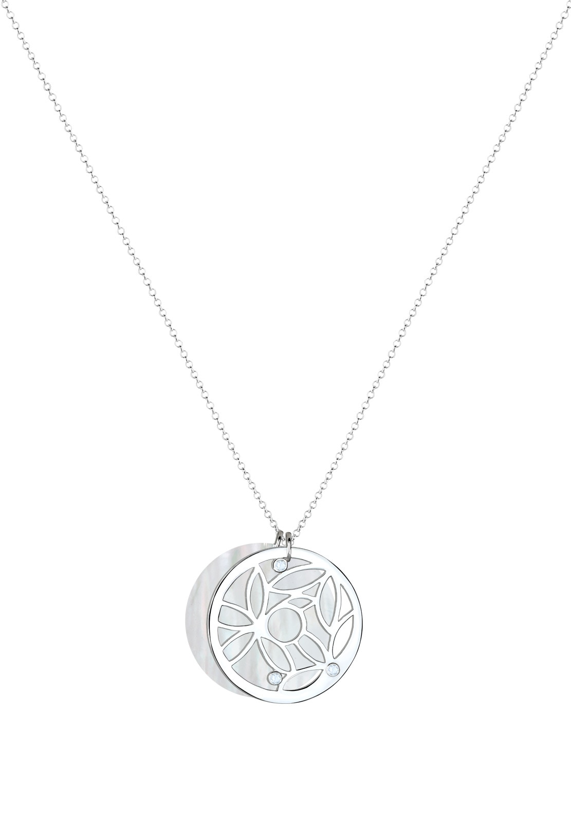 Elli Kette mit Anhänger »Ornament Perlmuttscheibe Topas 925 Sterling Silber«