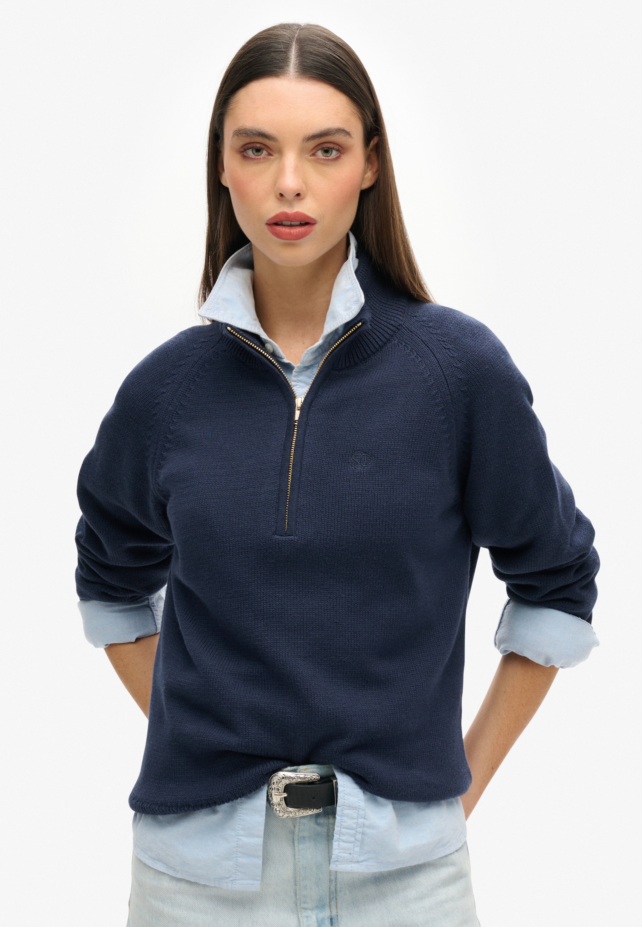 Superdry Troyer »CLASSIC COTTON KNIT HALF ZIP« Baumwolle
