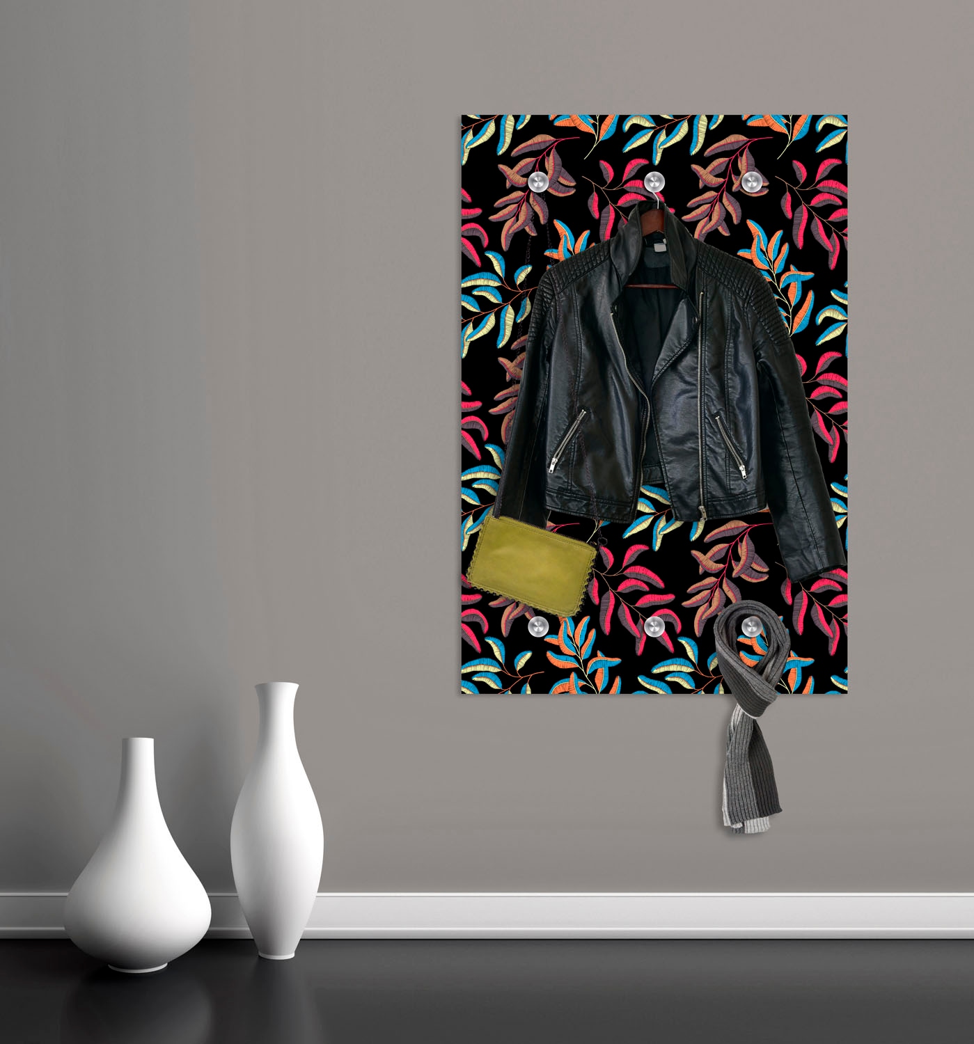 queence Garderobenleiste »Blätter«, mit 6 Haken, 80 x 120 cm