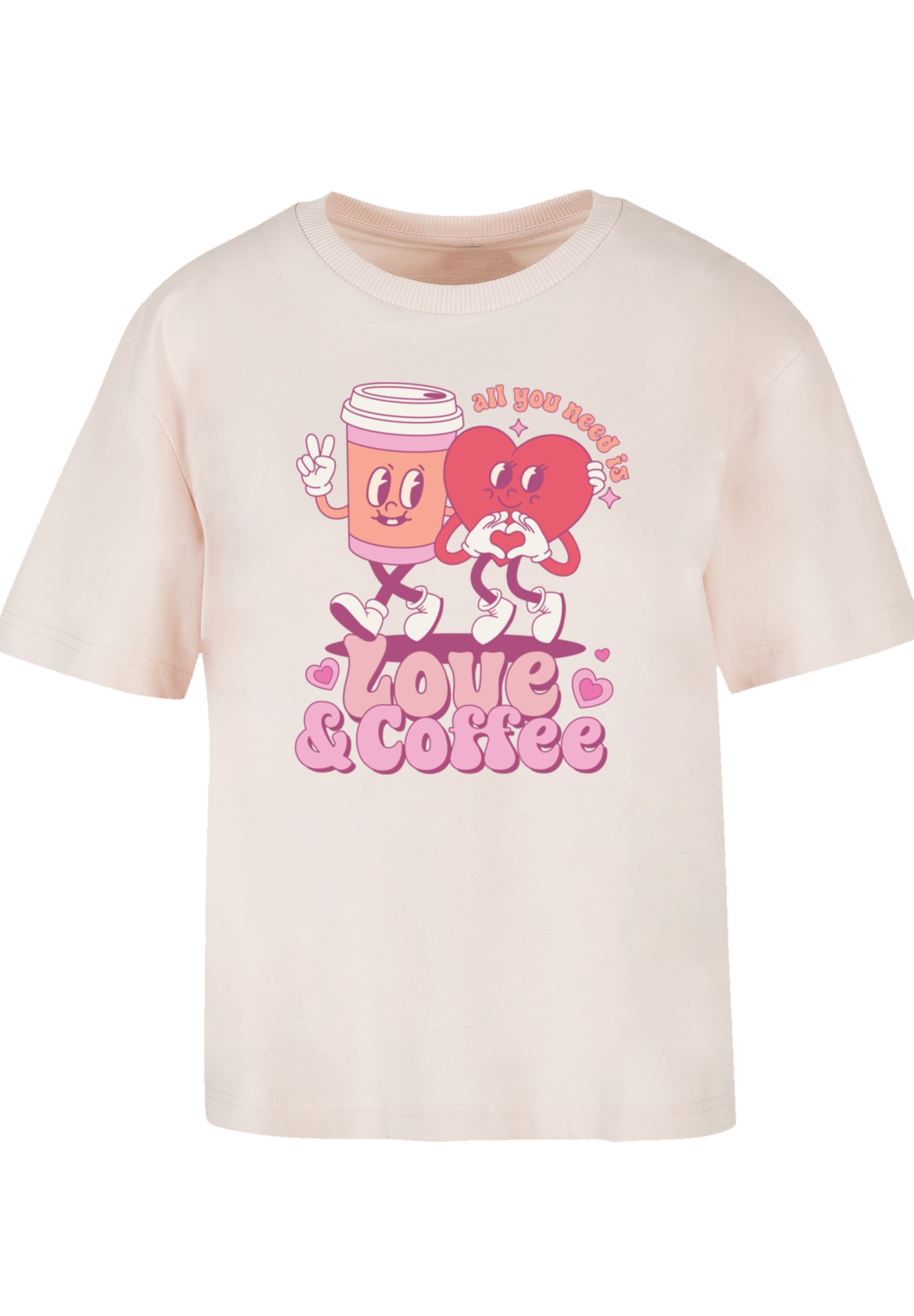 F4NT4STIC T-Shirt »Love and Coffe Valentinstag«, Premium Qualität
