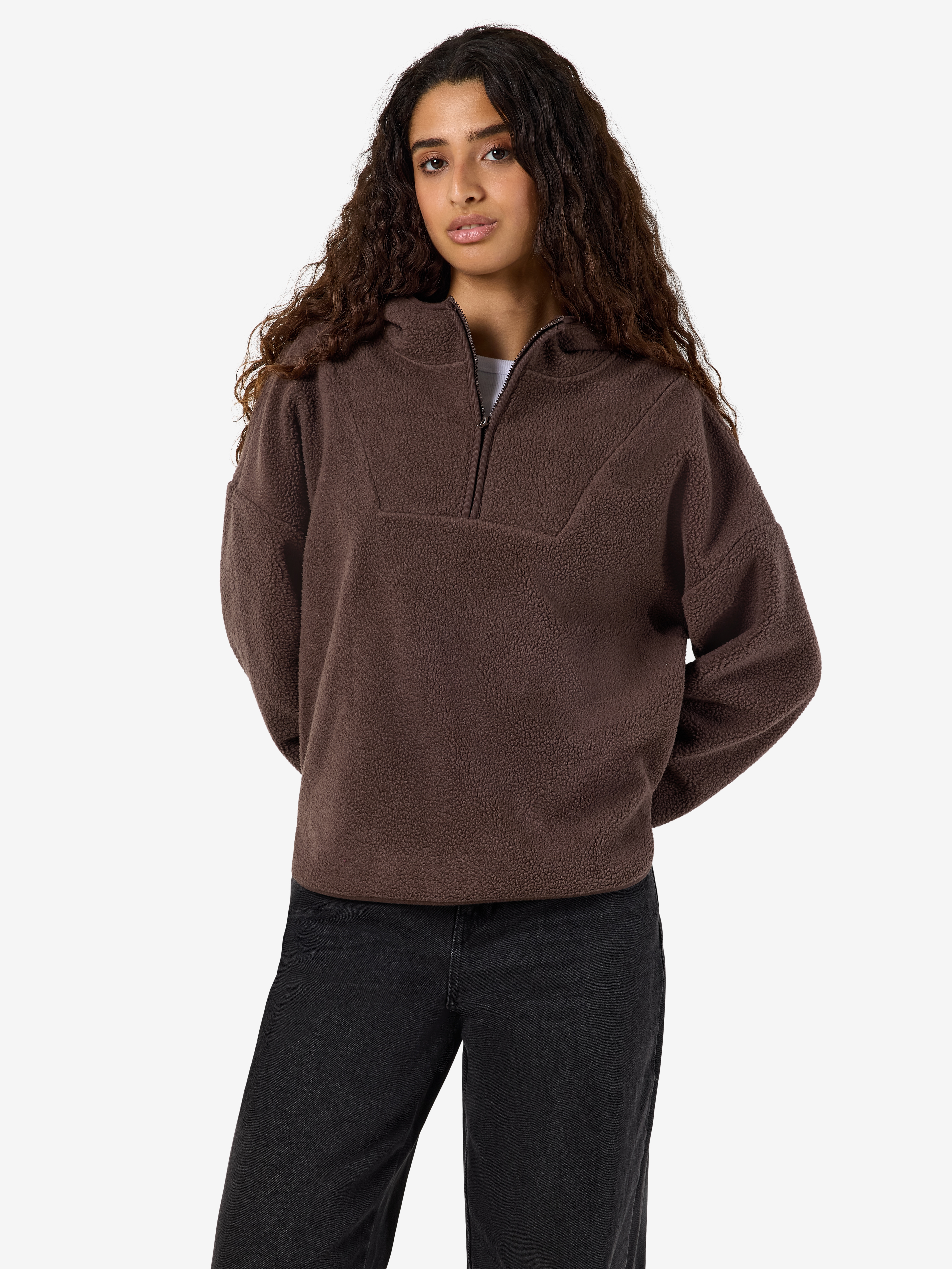 Noisy may Fleecepullover "NMCOZY L/S HALFWAY ZIP SWEATER JRS NOOS", Polyester, relaxed fit