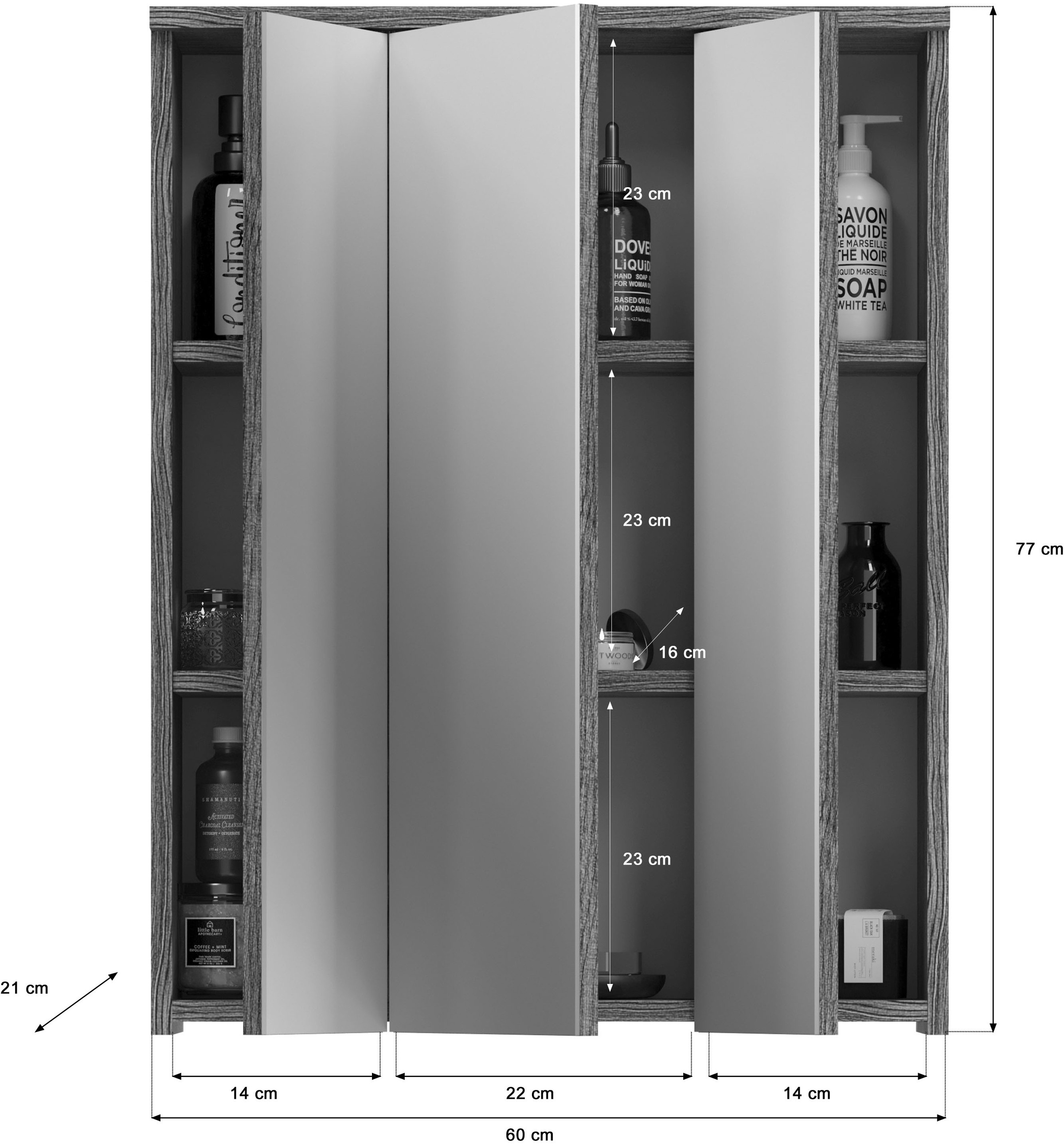 welltime Badmöbel-Set »LUCCA, 4-teilig, TOPSELLER!, MDF Hochglanzfront, bestehend aus:«, (Set, 4 St.), Waschbeckenunterschrank, Spiegel, Unterschrank, Hängeschrank