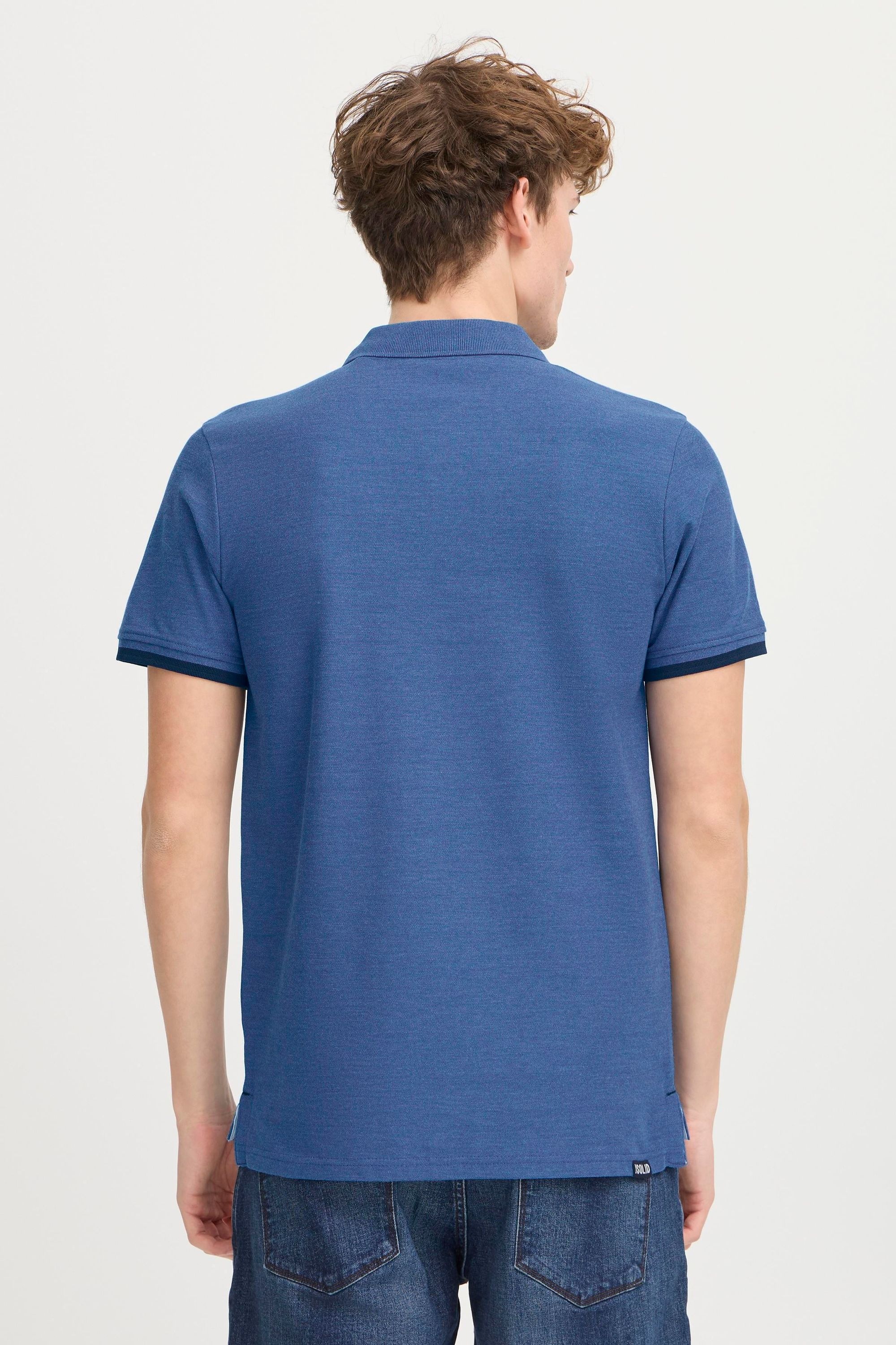 !solid Poloshirt SOLID "Poloshirt SDBenjaminPolo", Herren, Gr. M, blau (faded blau), Obermaterial: 60% Baumwolle CO. 40% Polyester PES., Shirts 3