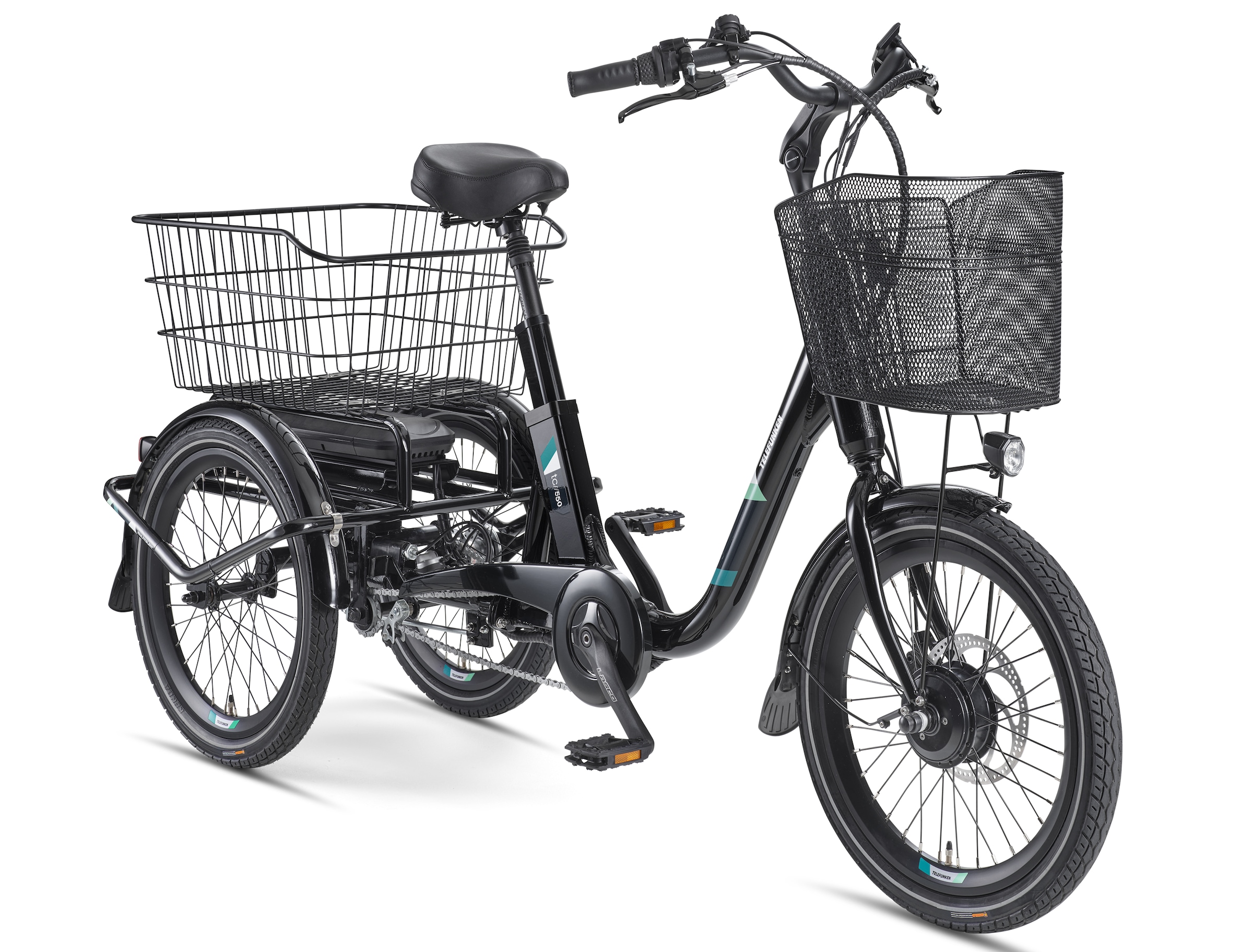 Telefunken »Dreirad TC550« 3 Gang Shimano Nexus Schaltwerk Nabenschaltung Frontmotor 250 W inkl. praktischem Einkaufskorb