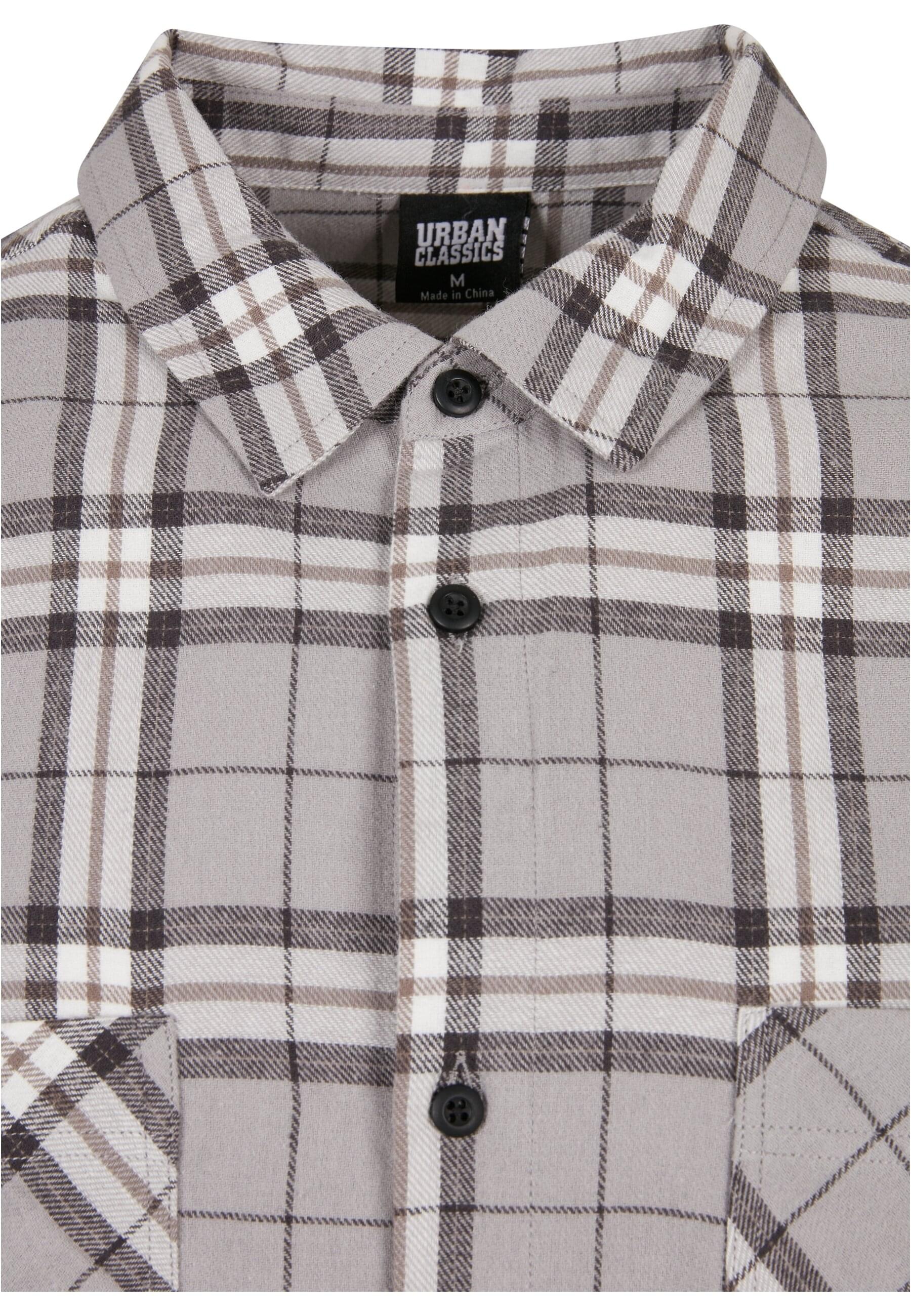 URBAN CLASSICS Langarmhemd »Urban Classics Herren Long Oversized Grey Check Shirt«, (1 tlg.)