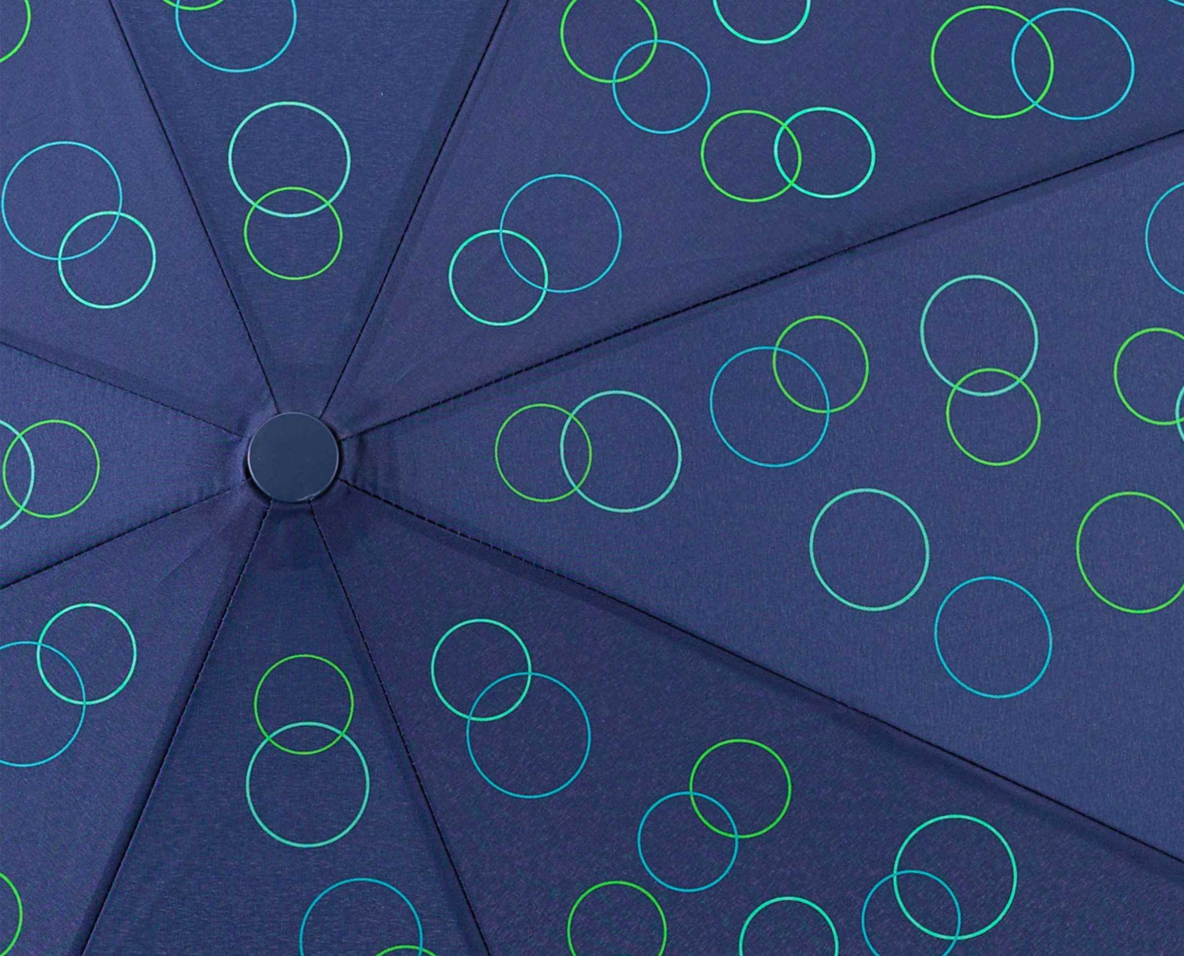 Thumbnail - EuroSCHIRM Taschenregenschirm "Taschenschirm 32P7, Kreise grün" marineblau, Kreise grün, kompakte Größe, Automatik, Buch...