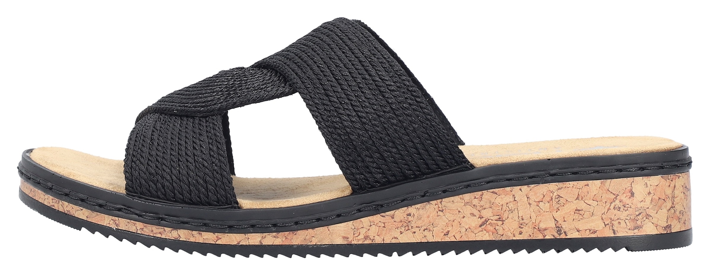 Rieker Pantolette, Sommerschuh, Schlappen, Hausschuh, Keilabsatz, mit weicher Innensohle