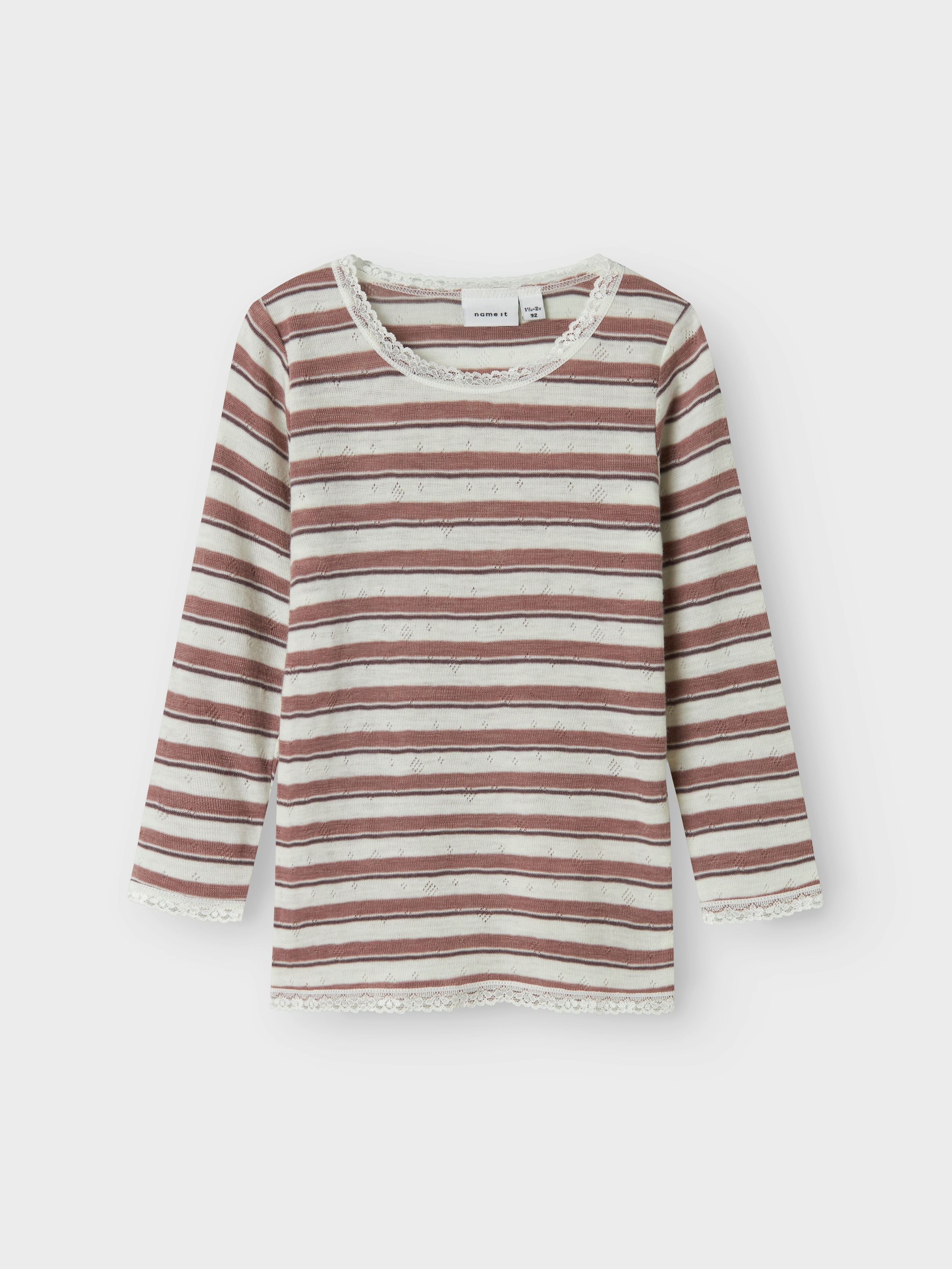 Thumbnail - Name It Langarmshirt "NMFWANG WOOL NEEDLE LS TOP NOOS" aus reiner Merinowolle