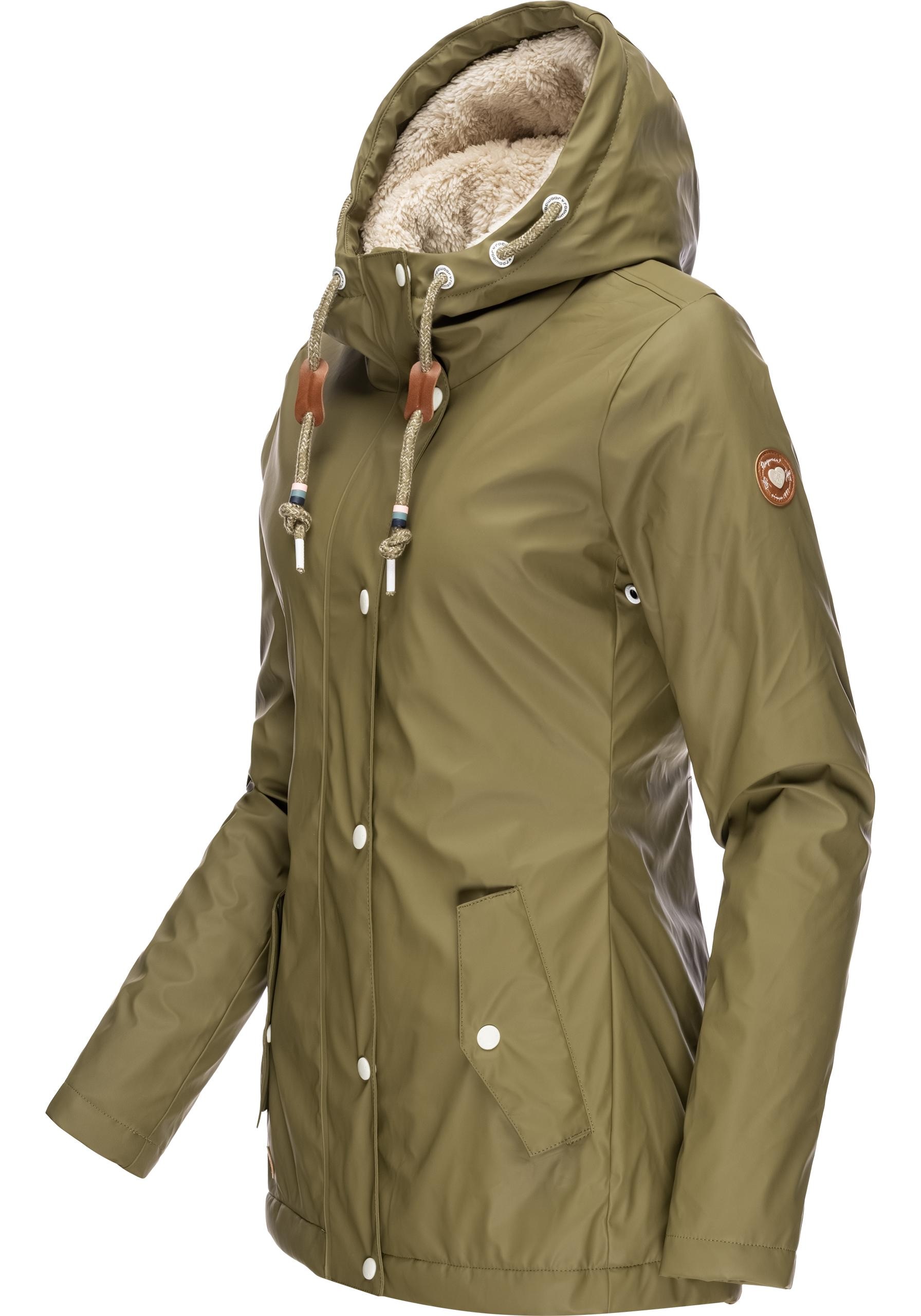 Ragwear Regenjacke »Marge II Intl.«, mit Kapuze, Warm gefütterter Damen Winter Regenmantel