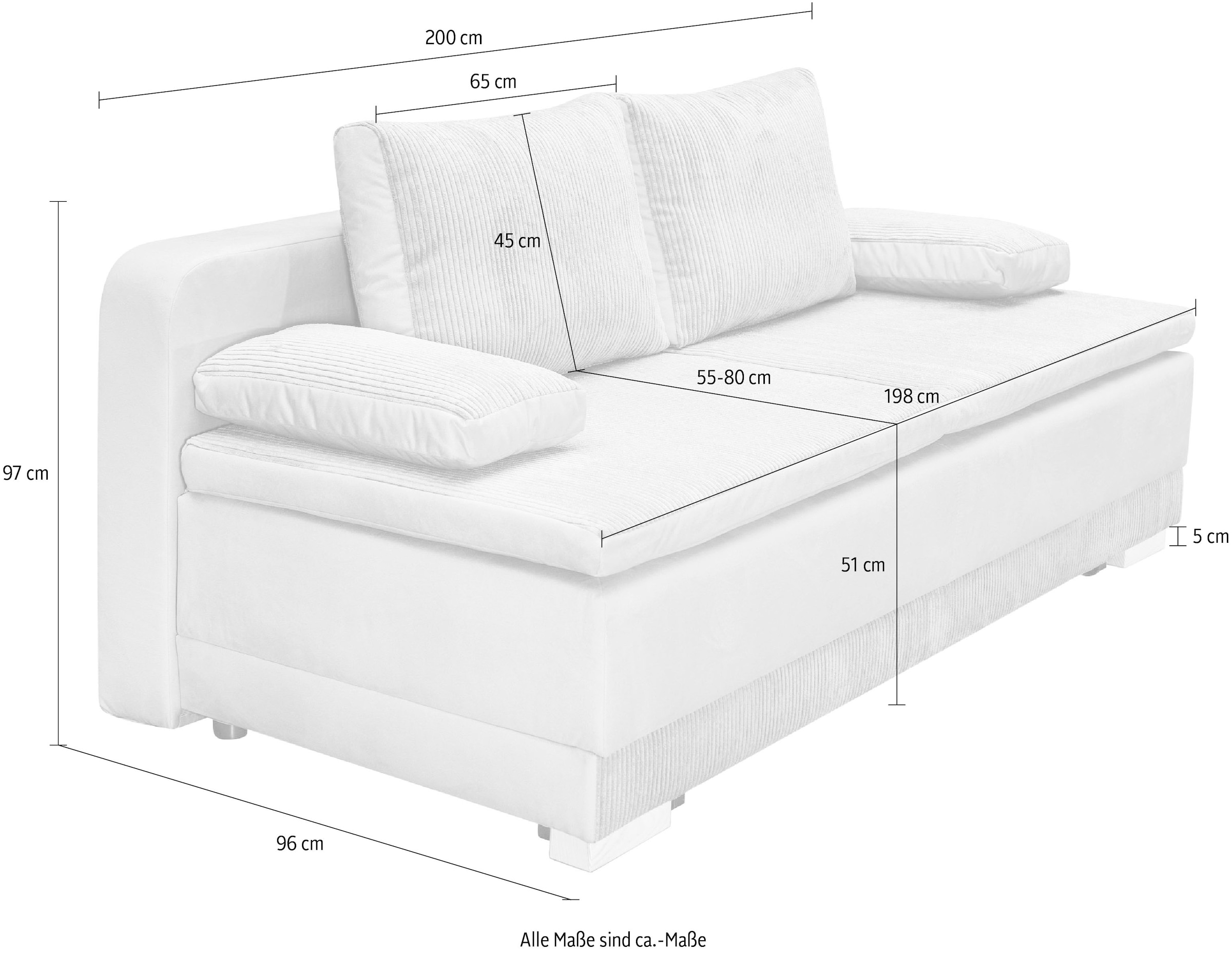 INOSIGN Schlafsofa »Ben«, mit Boxspringaufbau, Bettfunktion & Bettkasten, Dauerschlafsofa