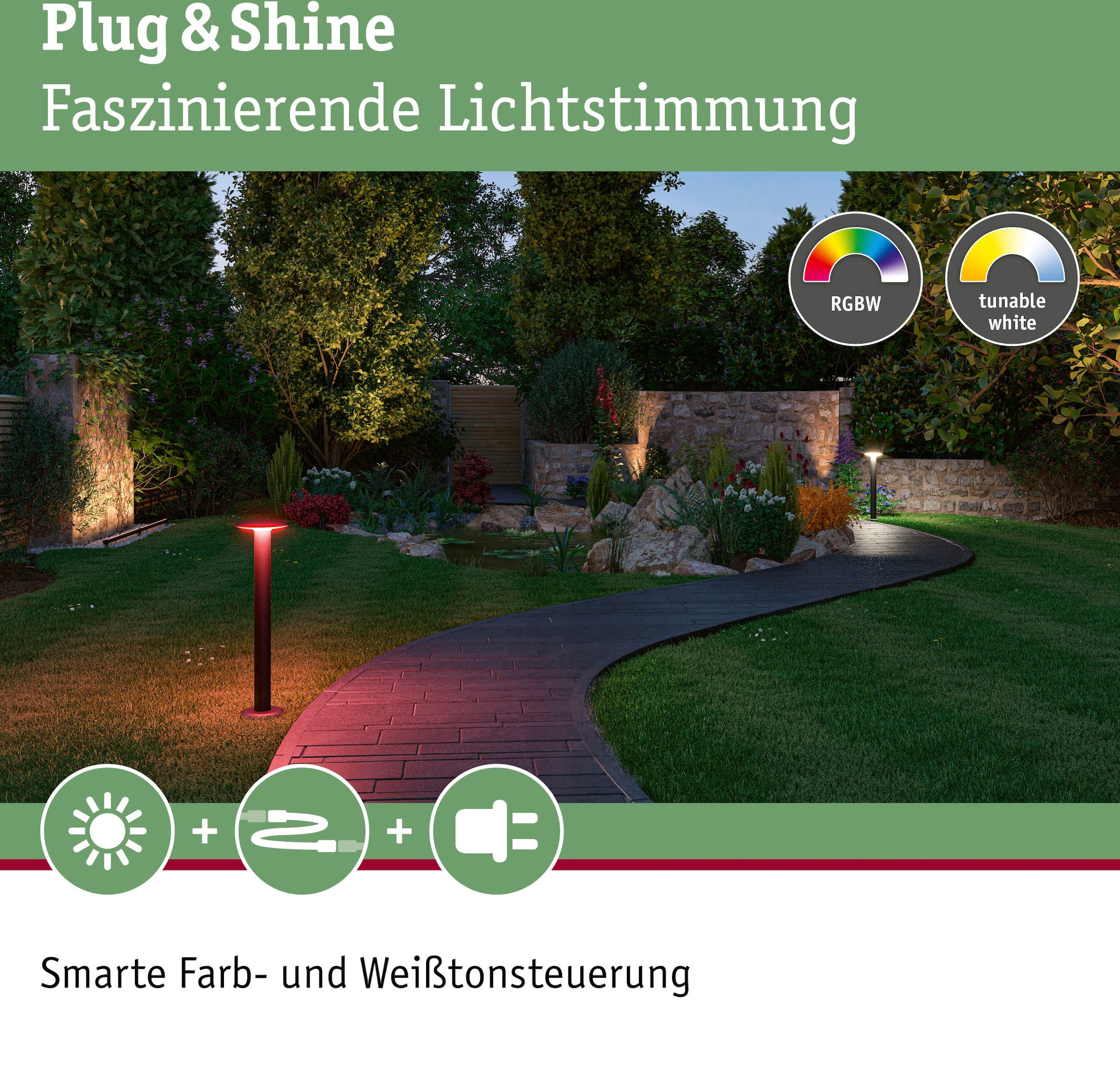 Paulmann LED Pollerleuchte »Outdoor RGBW flammig-flammig, | Plate & ZigBee, 1 kaufen Shine RGBW BAUR Plug IP44 IP44«