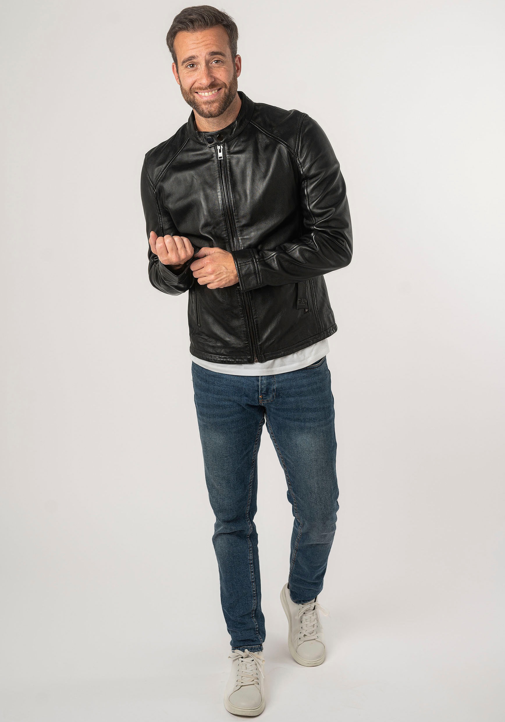 Mauritius Lederjacke »2Mtoji SF«, mit Reißverschluss, Zipperdetail, STehkragen Ziernähte