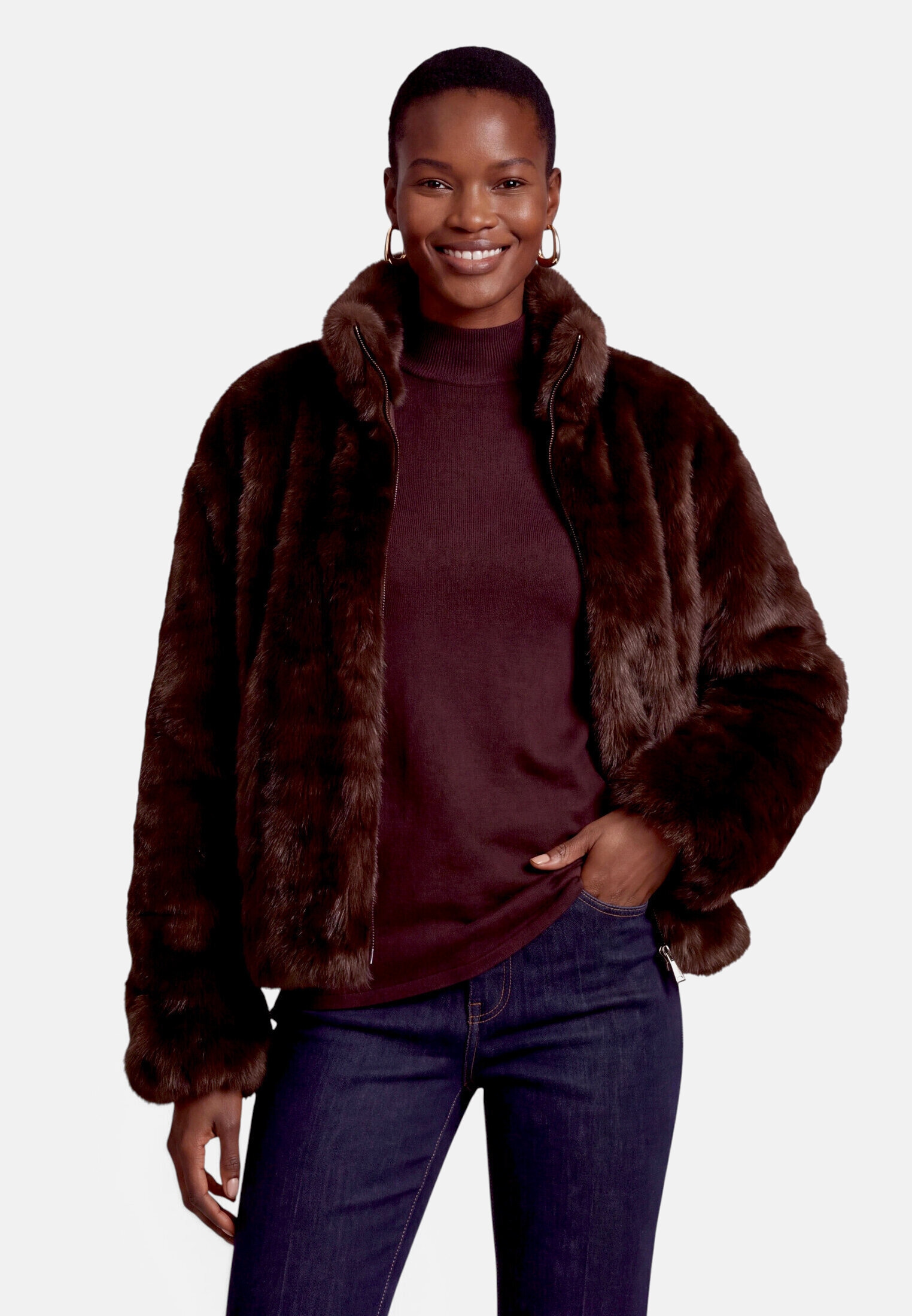 Zero Plüschjacke »Damen mit Reißverschluss«