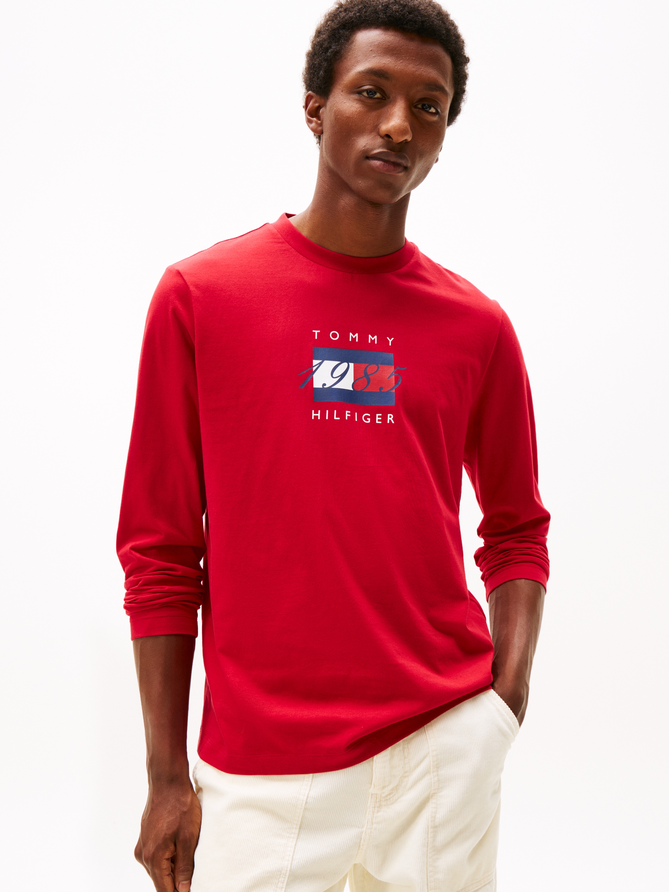 Tommy Hilfiger Langarmshirt "LINEAR FLAG GRAPHIC", Jersey, Rundhals, Regula günstig online kaufen