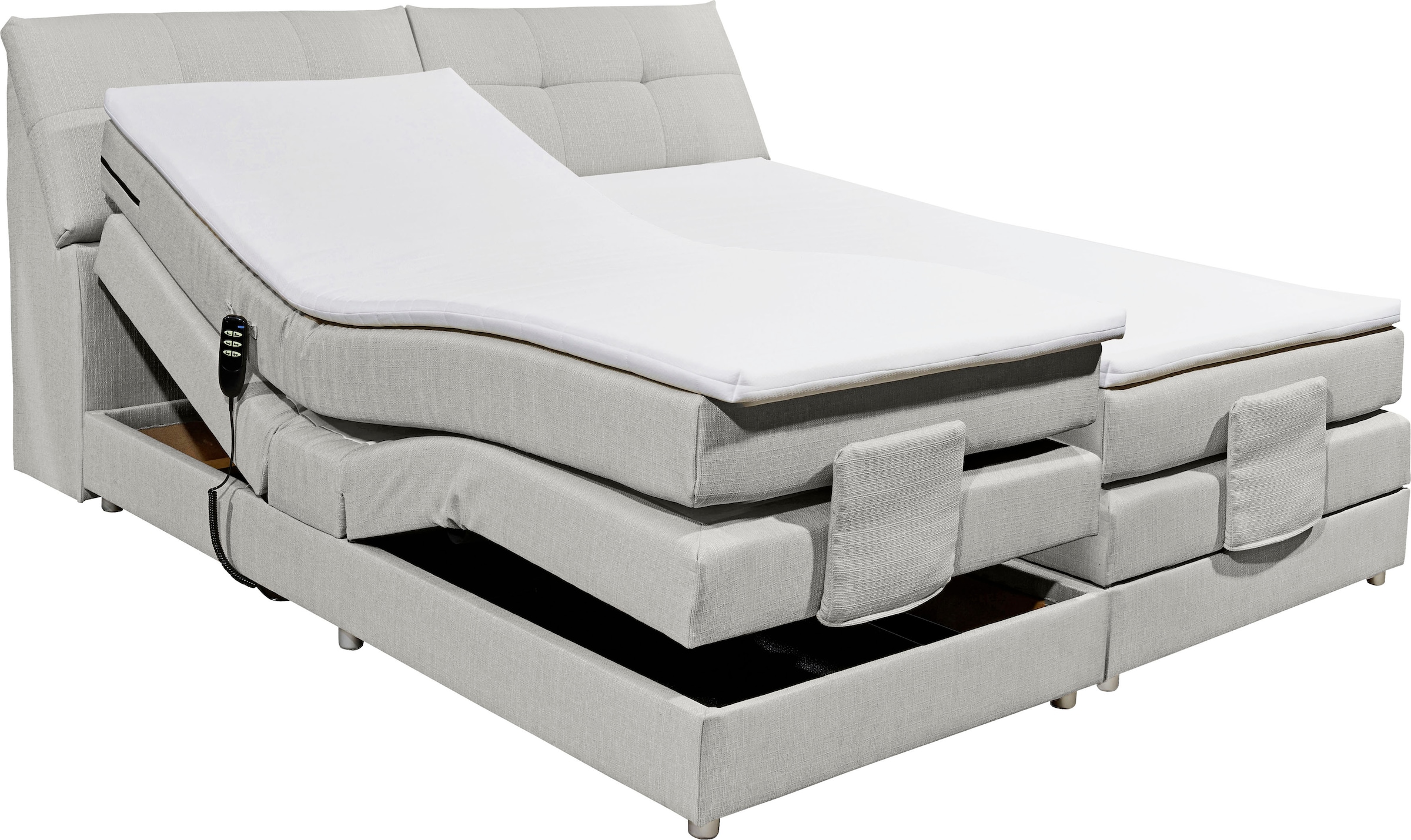 ED EXCITING DESIGN Boxspringbett »Concord«, inkl. Motor, Stauraum im Kopfteil und Topper