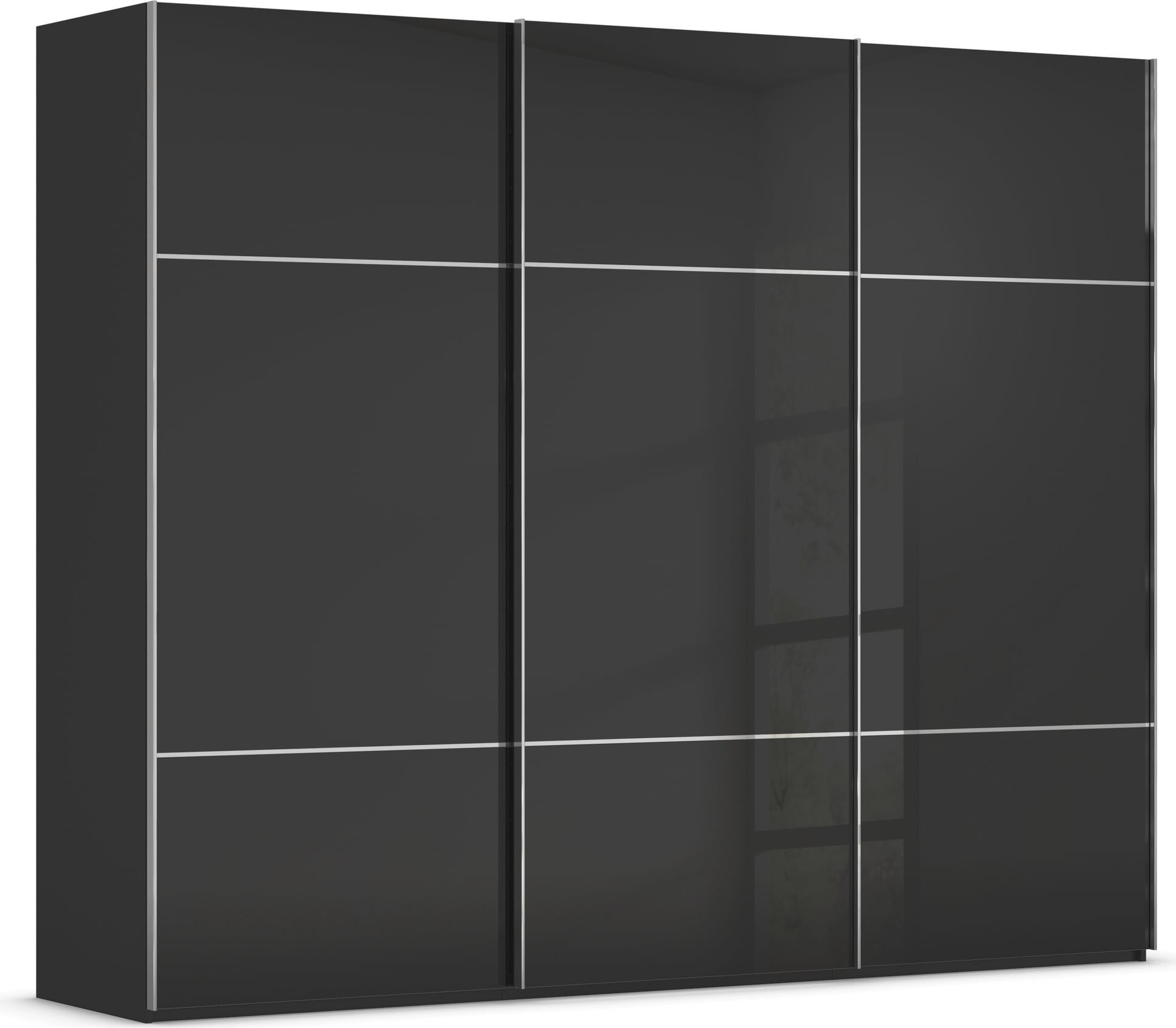 rauch "Kleiderschrank Schrank Garderobe Schlafzimmerschrank SCALE-TRIO" edle dreigeteilte Front mit 2 Zierleisten Glasfront MADE IN GERMANY