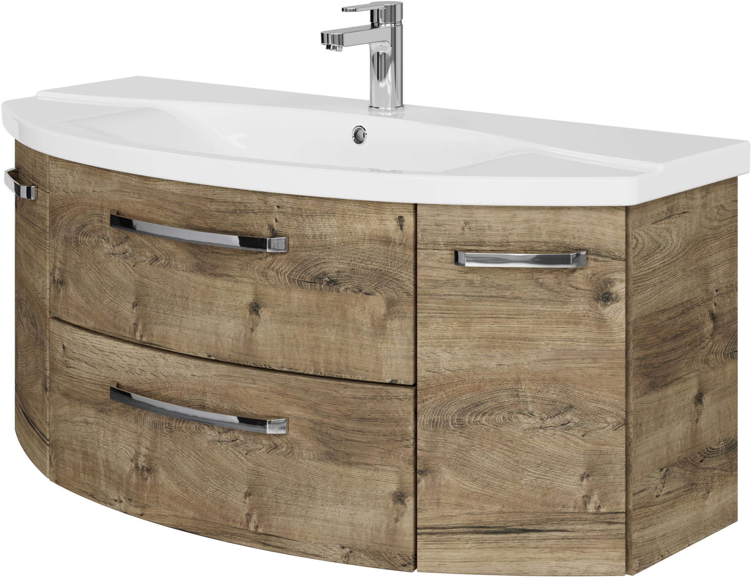 Saphir Badmöbel-Set »Serie 4010 2-teilig Keramik-Waschtisch mit LED-Spiegelschrank«, (Set), Badezimmer Set 122 cm breit, inkl. Türdämpfer, 5 Türen, 2 Schubladen