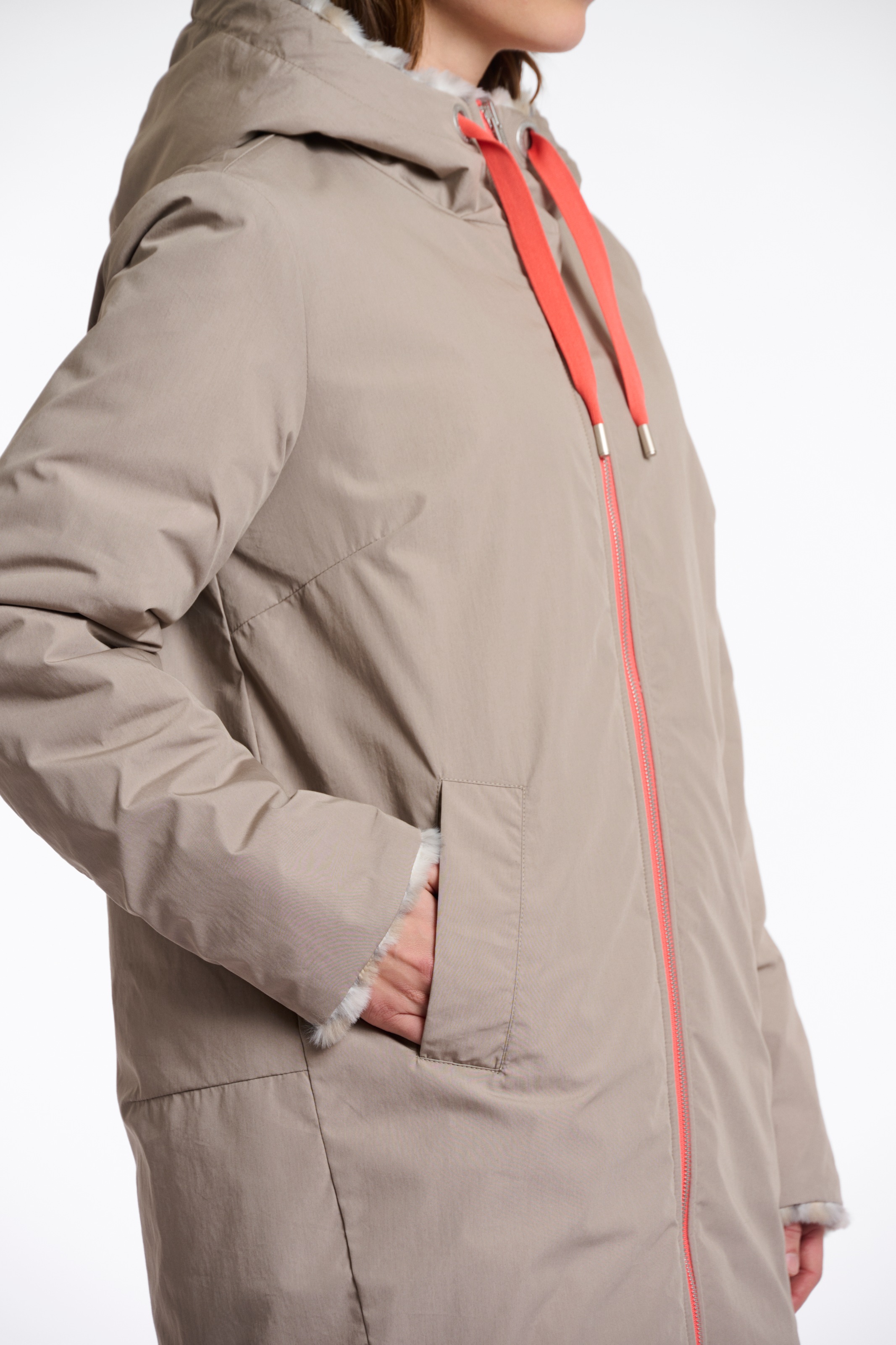 Rino & Pelle Parka, mit Kapuze, mit kontrastfarbenen Details