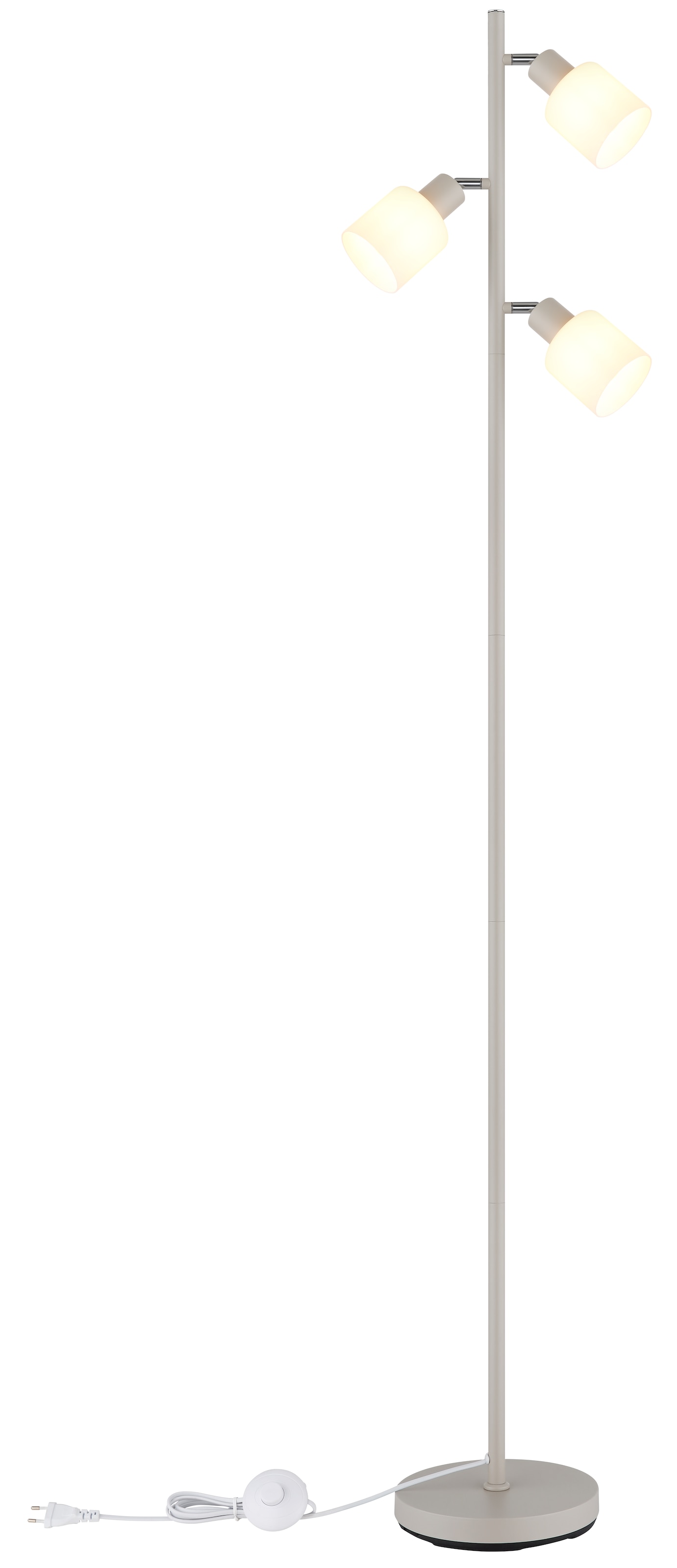 GLOBO LIGHTING Stehlampe »TRENT« E14 1 Stk. Sandfarbene Stehleuchte mit Chrom und Glas opal, dreh-/schwenkbar