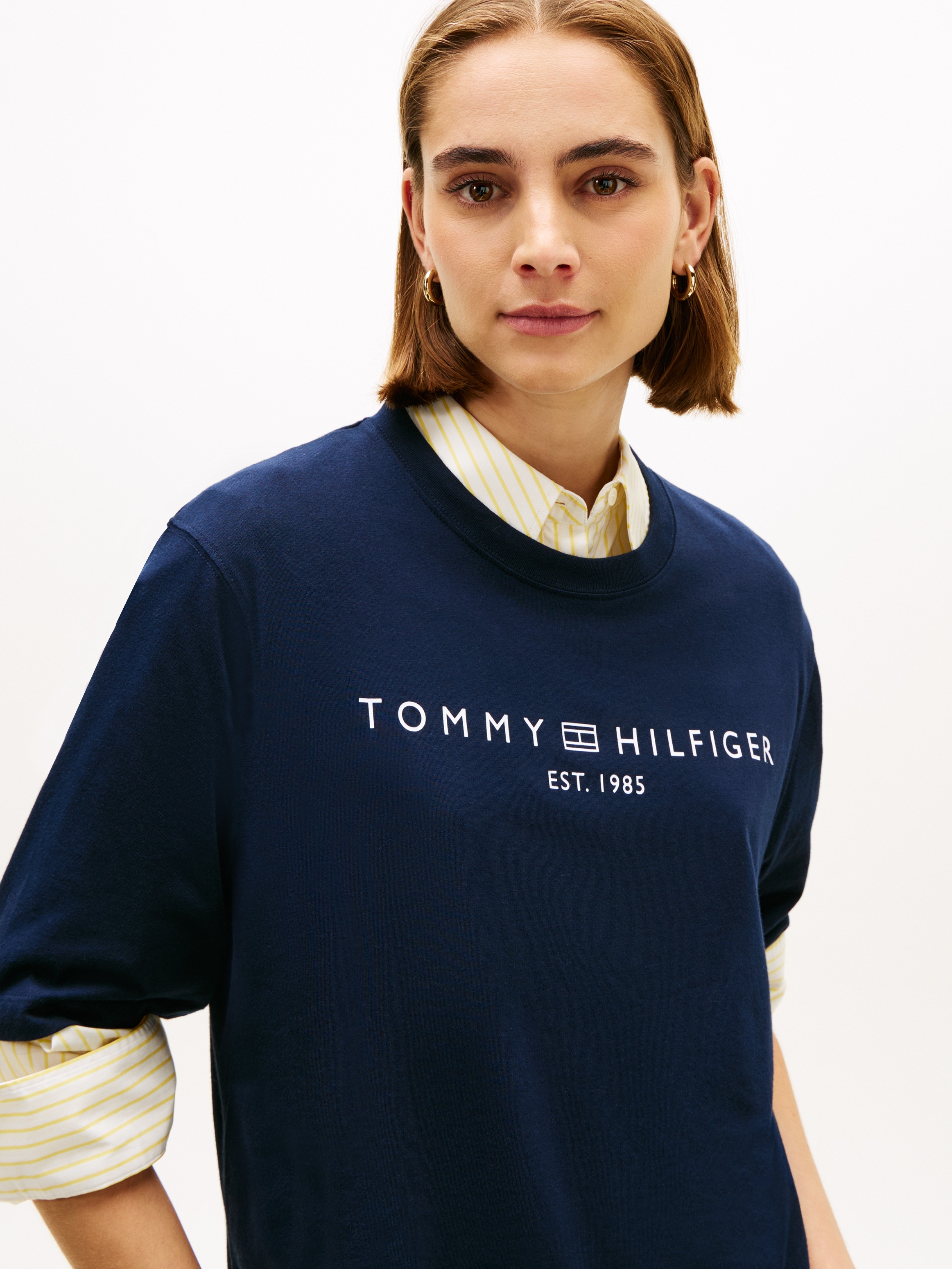 Tommy Hilfiger Langarmshirt "CORP LOGO TRAPEZE C-NK TEE" günstig online kaufen