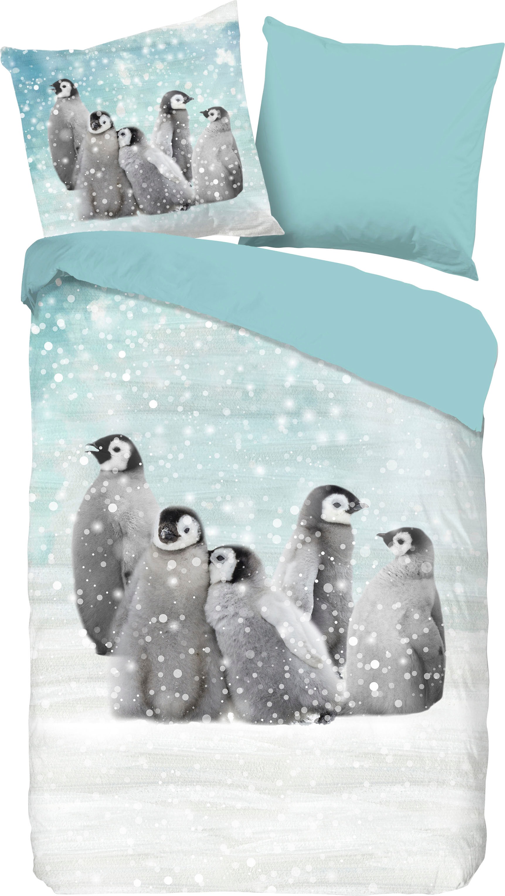 good morning Kinderbettwäsche "Pengu" 2 Stk. tlg. Biber, 135x200, Weich, Wa günstig online kaufen