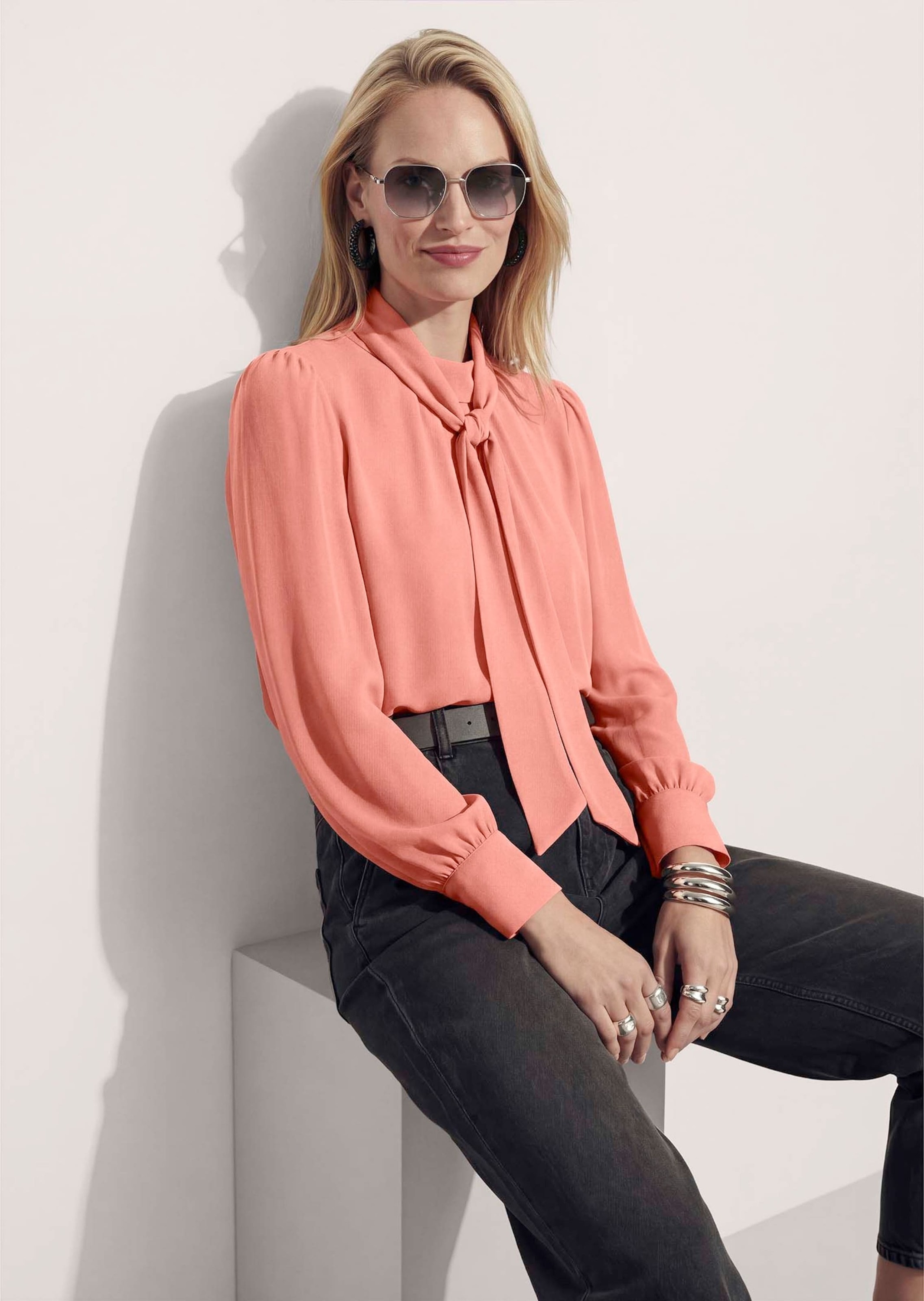 MADELEINE Langarmbluse »Bluse Chiffonbluse mit Schluppenband«