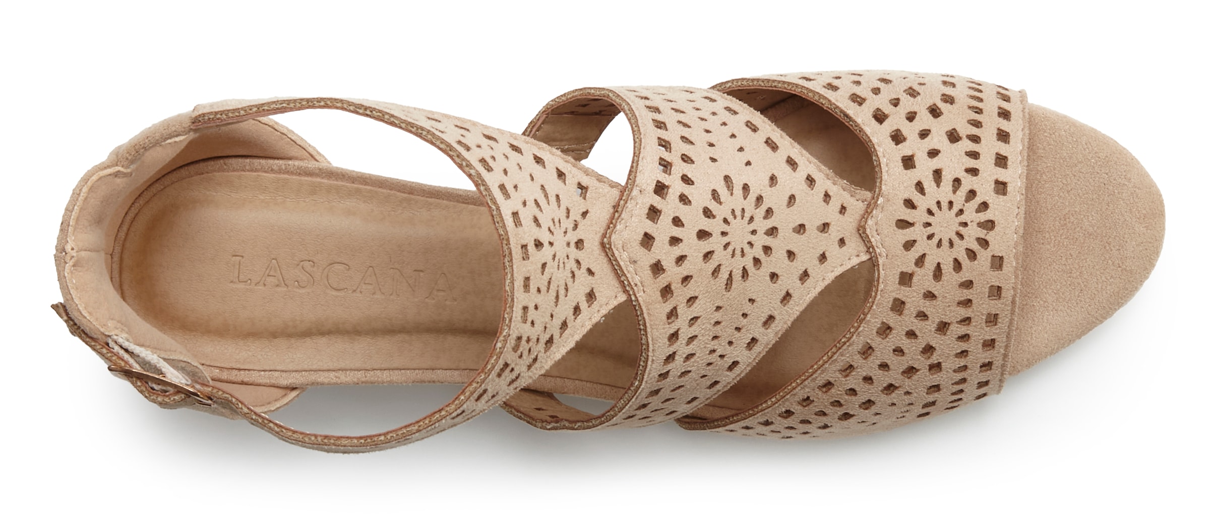LASCANA Riemchensandalette »Sommerschuh«  Sandalette, Sommerschuh mit Cut-Outs und bequemen Blockabsatz VEGAN