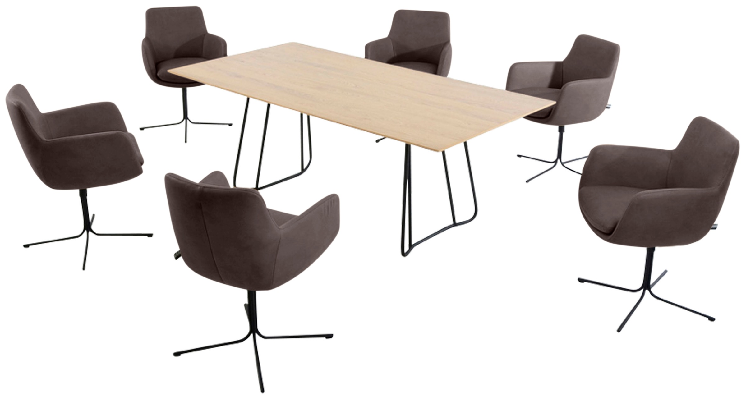 K+W Komfort & Wohnen Esszimmerstuhl "Pego Drehstuhl" () filigranem 4-Fuß-Gestell in schwarz