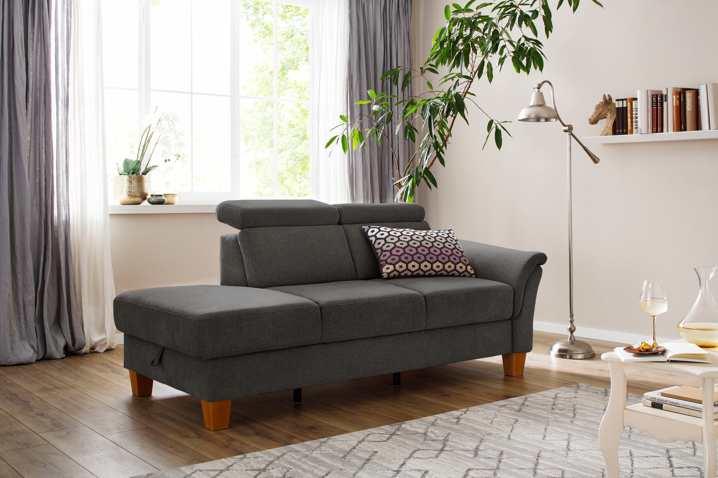 OTTO home Recamiere "Conville" incl. Kopfteilverstellung, Federkern, wahlweise mit Bettkasten