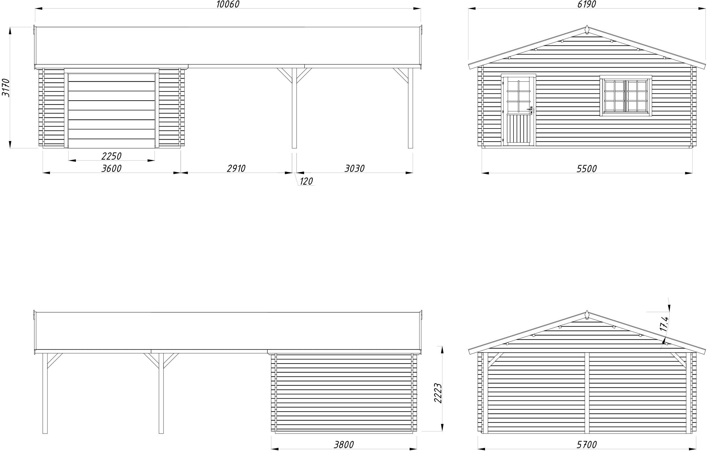 Palmako Garage »Roger, mit Sektionaltor« BxTxH: 1006x619x316 cm