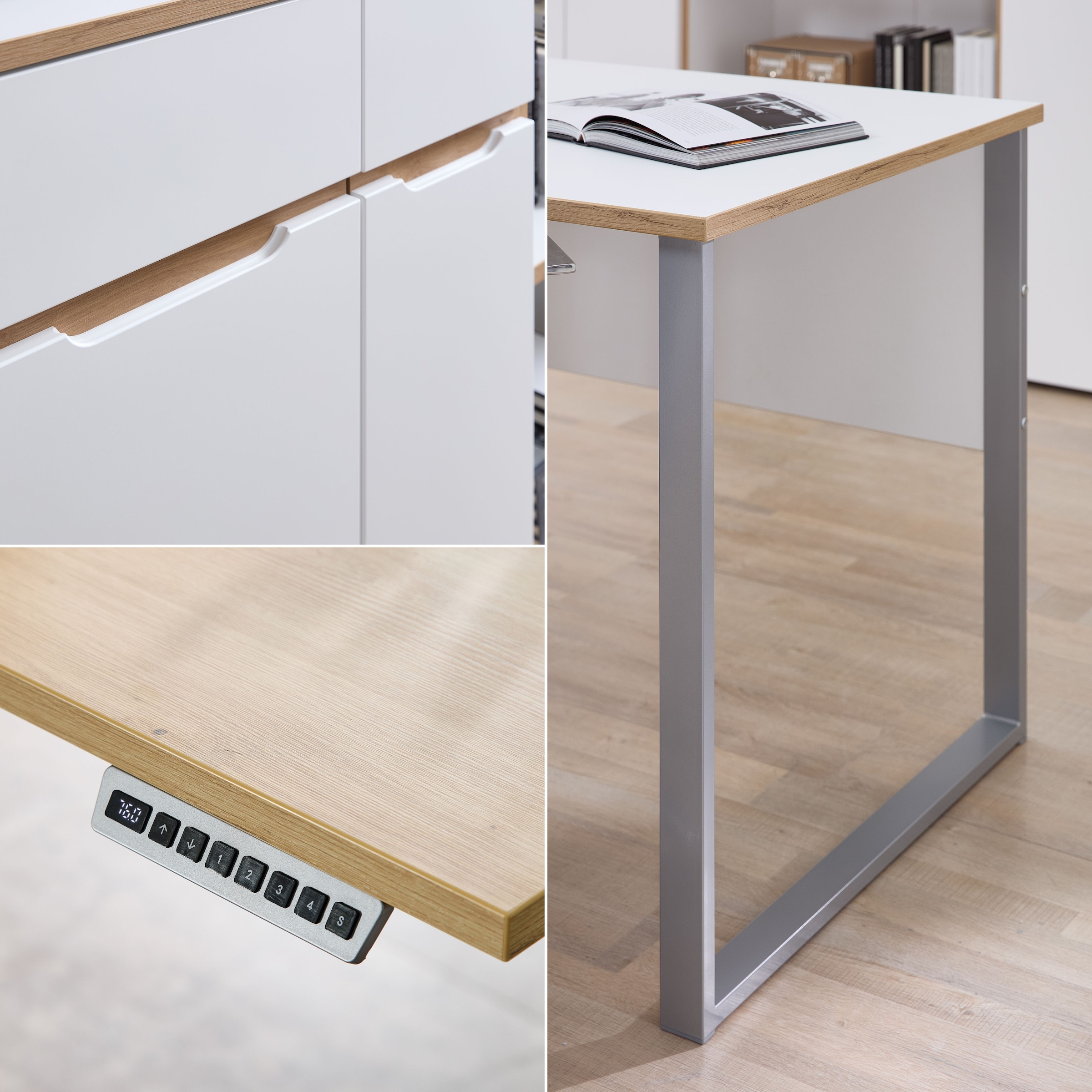 Innostyle Schreibtisch »Memphis Schreibtisch, 160x72x77cm (B/H/T)« 1 Stk. tlg. Soft Touch Oberfläche, Füße justierbar, Memory Funktion