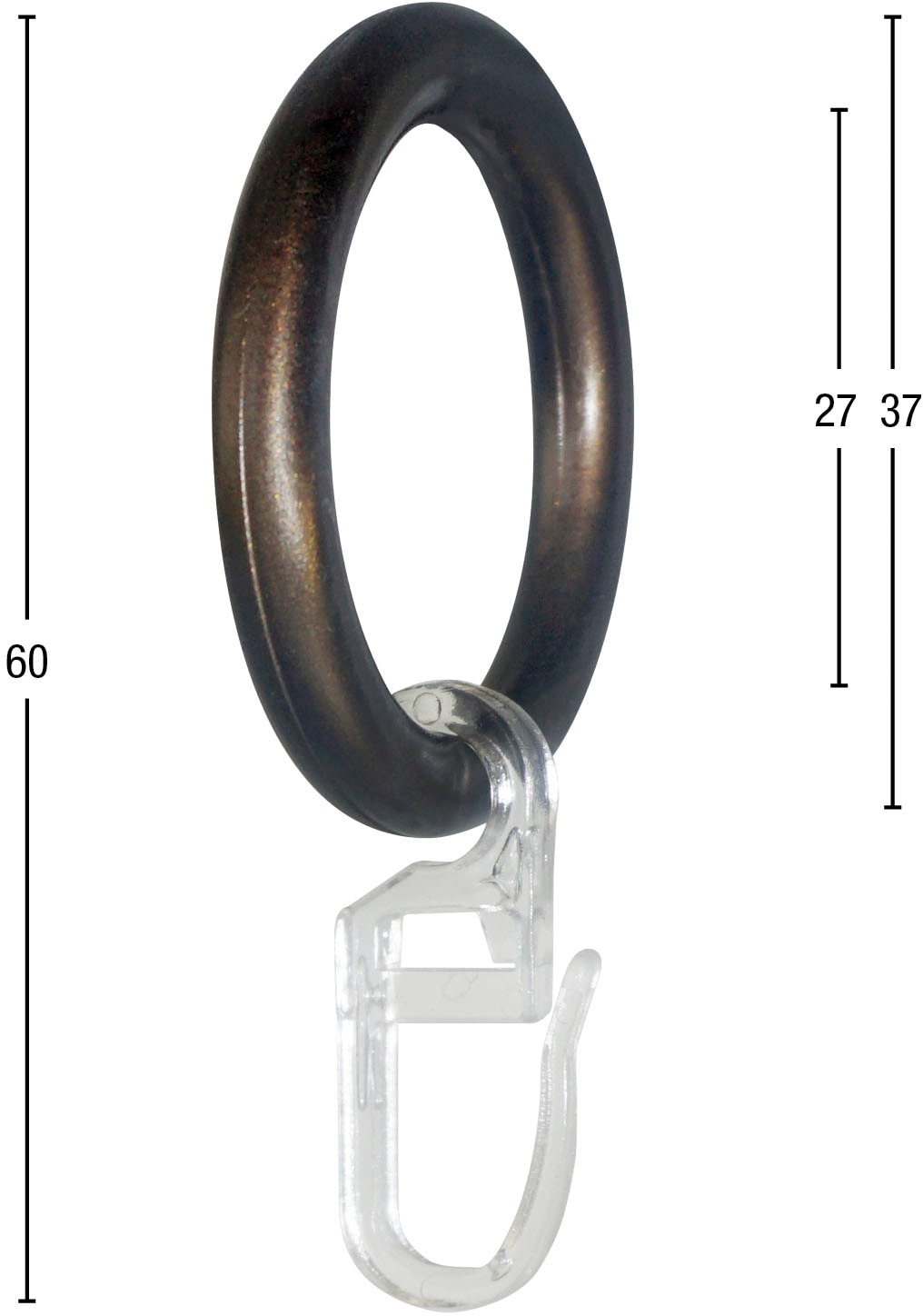 GARESA Gardinenring »Ring mit Haken«, (20 St.), für Durchmesser bis 16 mm,  einfache Montage | BAUR