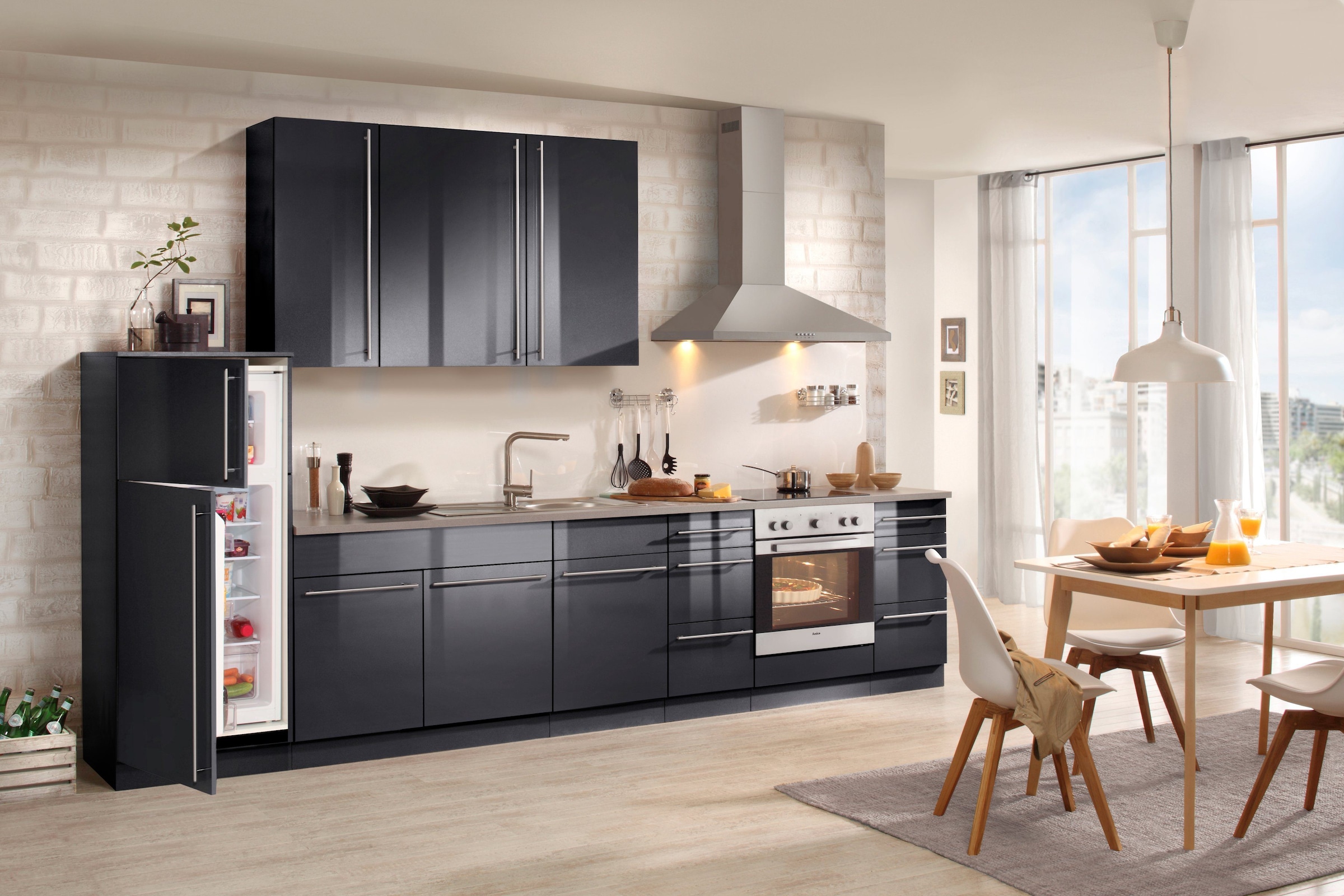 wiho Küchen Spülenschrank »Chicago«, 100 cm breit, inkl. Einbauspüle aus Edelstahl
