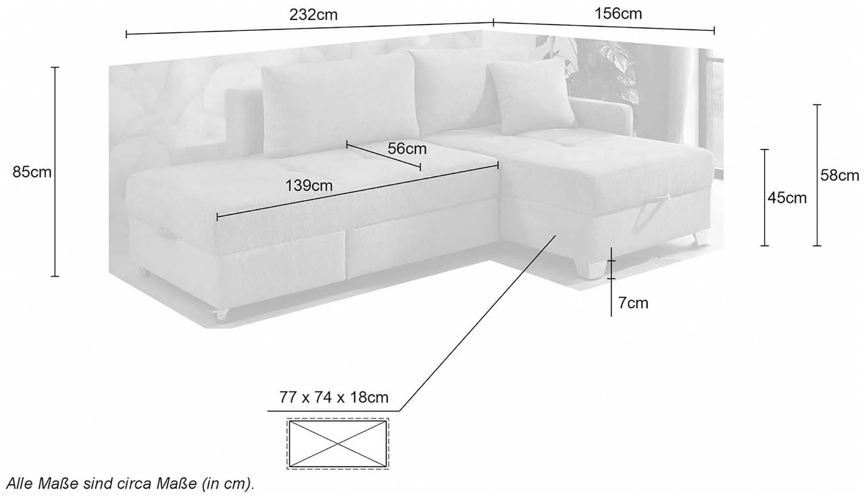 Jockenhöfer Gruppe Ecksofa »Lemberg, Dreh-Schwenk-Ottomane«, inklusive Relax- und Schlaffunktion, Ottomane links/ rechts montierbar