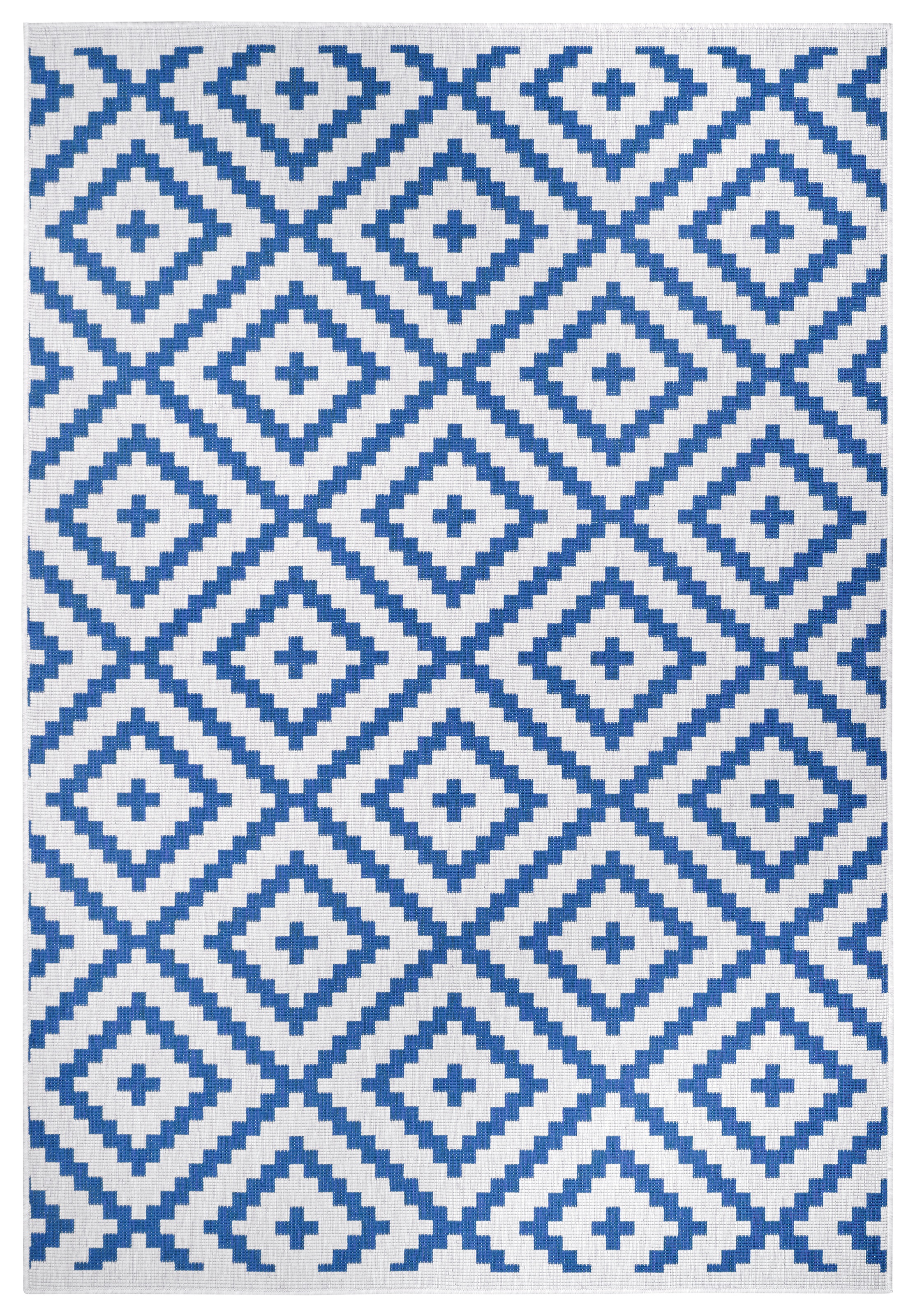 Teppich OTTO HOME "Ronda Wendeteppich" Gr. 6, blau (blau, creme), B:200cm H:5mm L:290cm, Kunstfaser, Teppiche, Teppich, Sisal-Optik, Flachgewebe, In- und Outdoor, geometrisches Boho Design 3