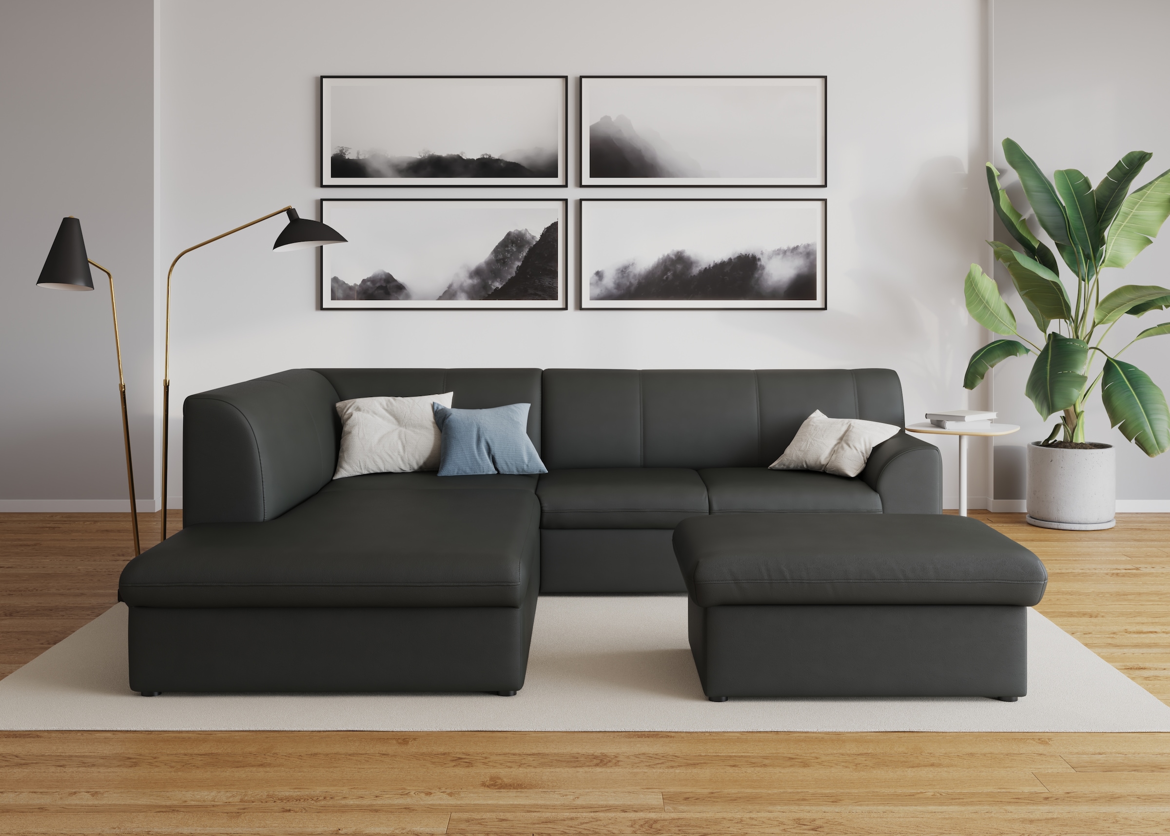 DOMO collection Ecksofa »Topper zeitlos elegant, kompakte Stellmaße, OTTOs Choice, L-Form«, mit Ottomane, wahlweise mit Schlaffunktion