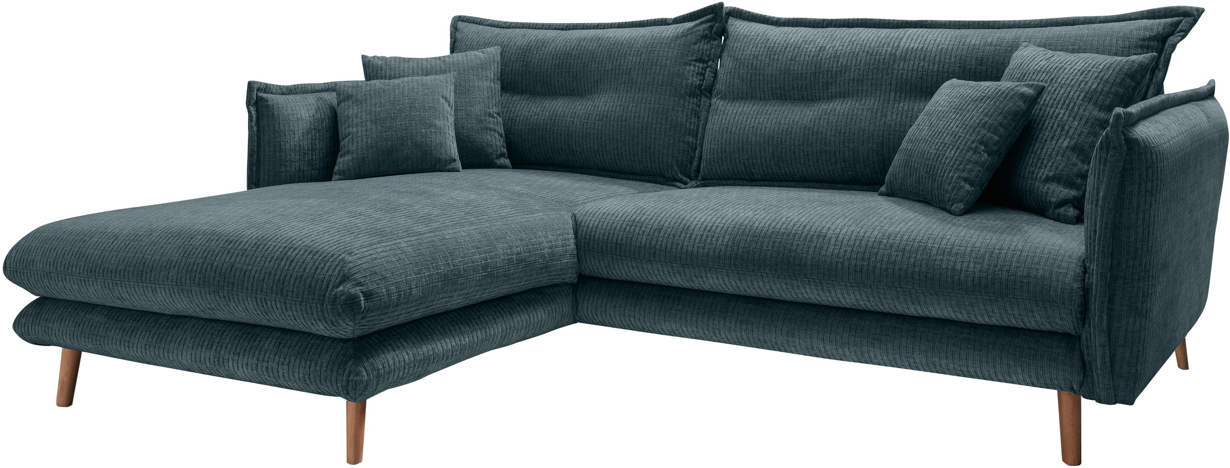 INOSIGN Ecksofa »Lazio modern und bequem, schmale Armlehnen, tolle Detailverarbeitung«, zwei verschiedene Fußfarben wählbar