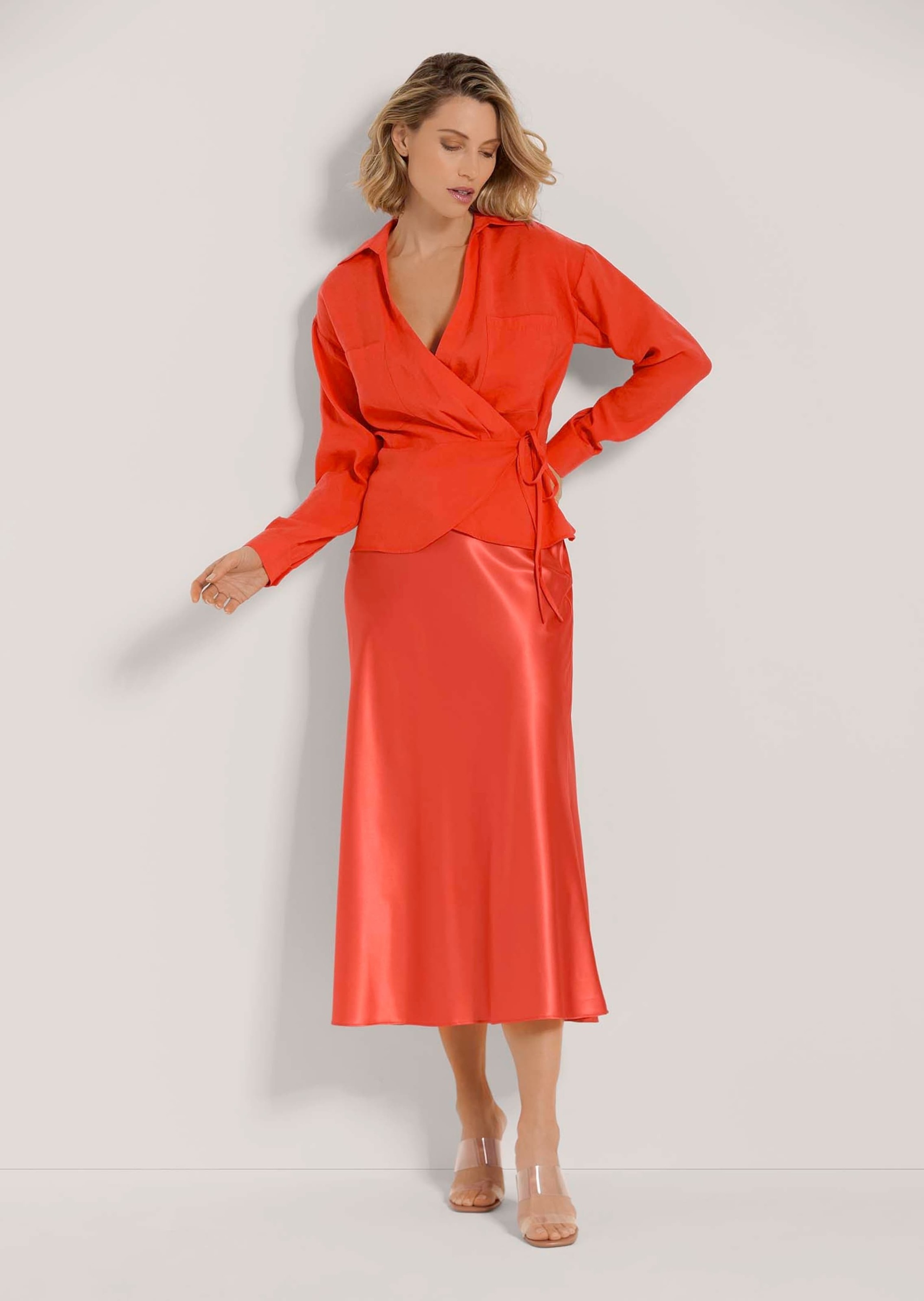 MADELEINE Langarmbluse »Bluse Wickelbluse mit Schößchen«